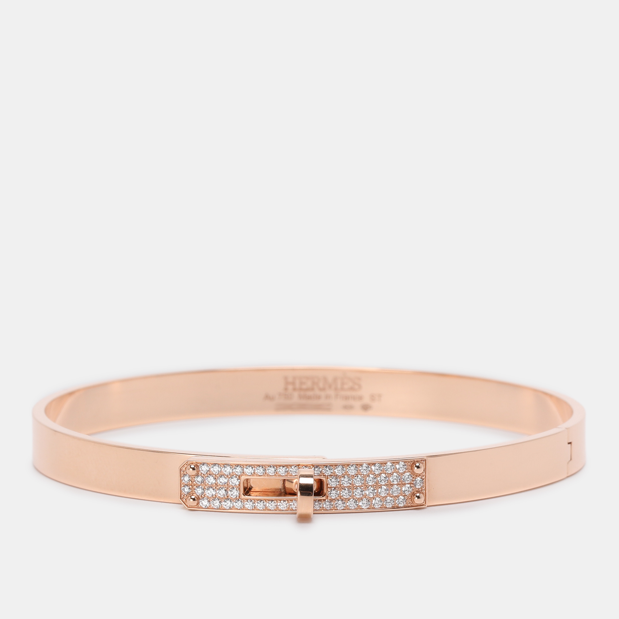 

Hermès Kelly Diamonds 18k Rose Gold Small Model Kelly Bracelet, Pink