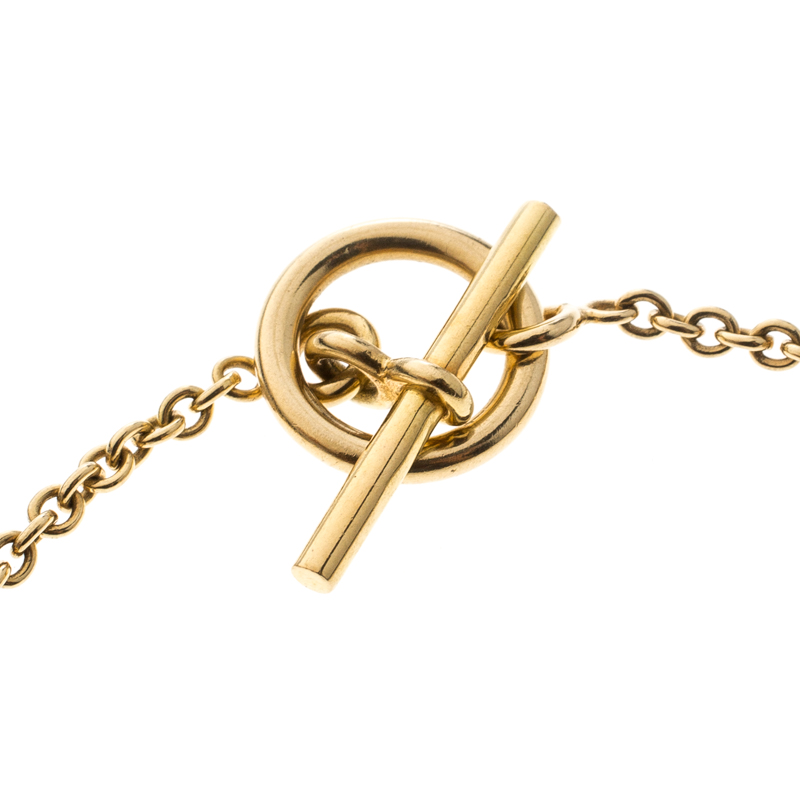 Hermes 18k Yellow Gold Round Charm Circle Link Toggle Bracelet 6.5″ –  Engagement Corner