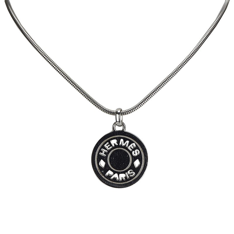 

Hermes Silver Clou de Selle Pendant Necklace