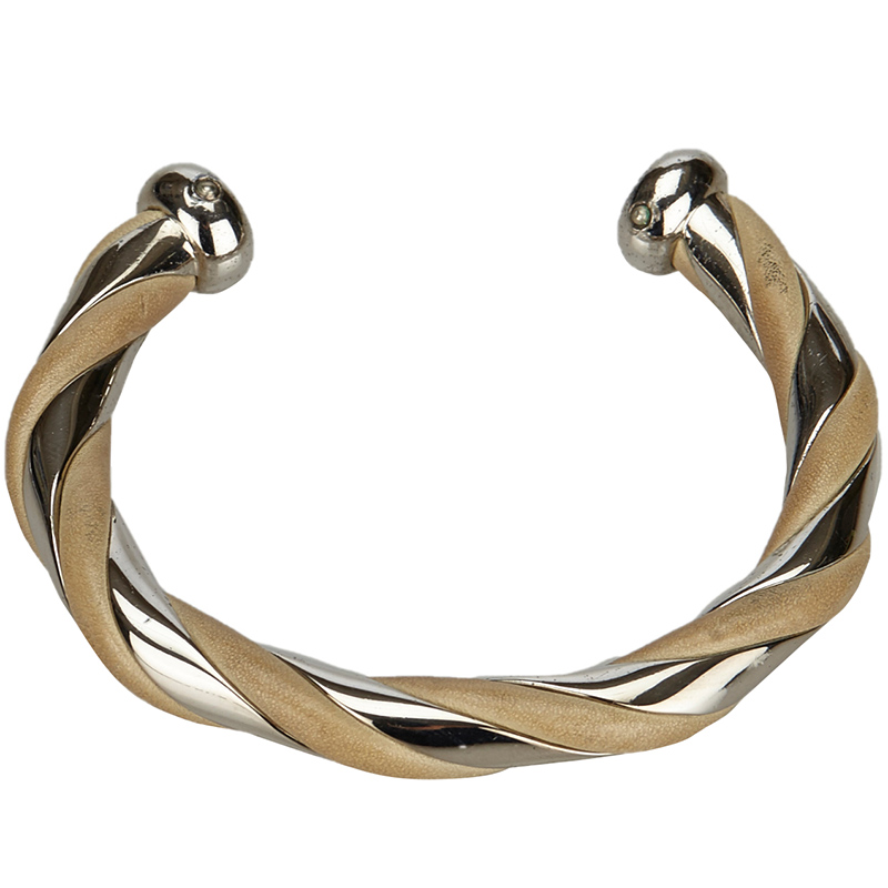 

Hermès Metal and Leather Bangle, Black