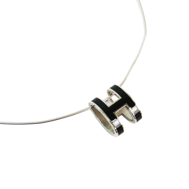 

Hermes Black Laquered Pop H Pendant Necklace