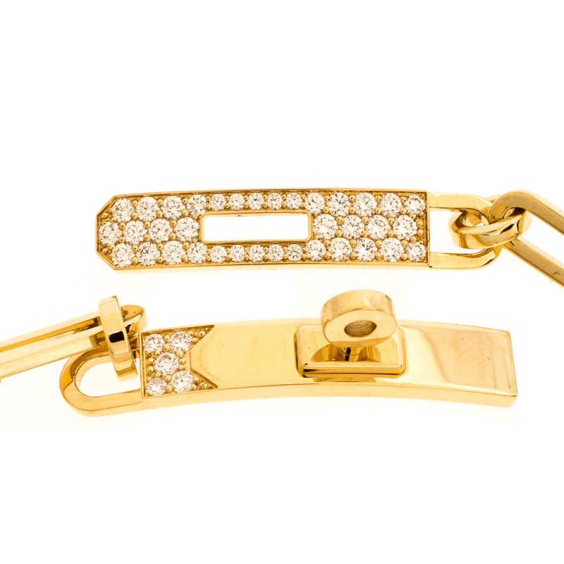 

Hermes Kelly Chaine Diamond 18K Yellow Gold Chain Link Bracelet