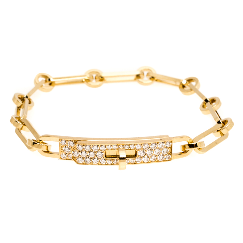 Pre-Owned Hermes Kelly Chaine Diamond 18k Yellow Gold Chain Link ...