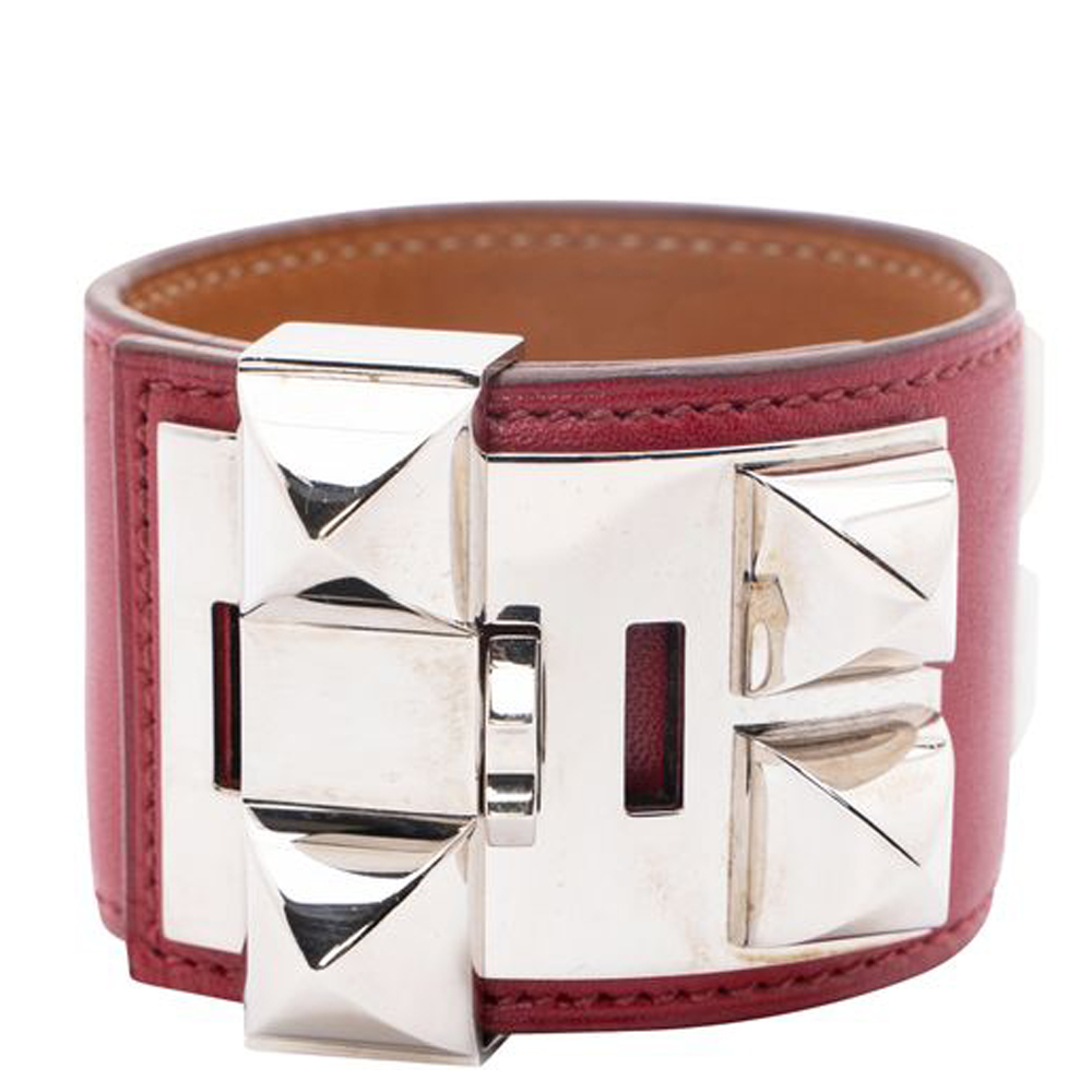 

Hermes Red Leather Collier De Chien Bracelet