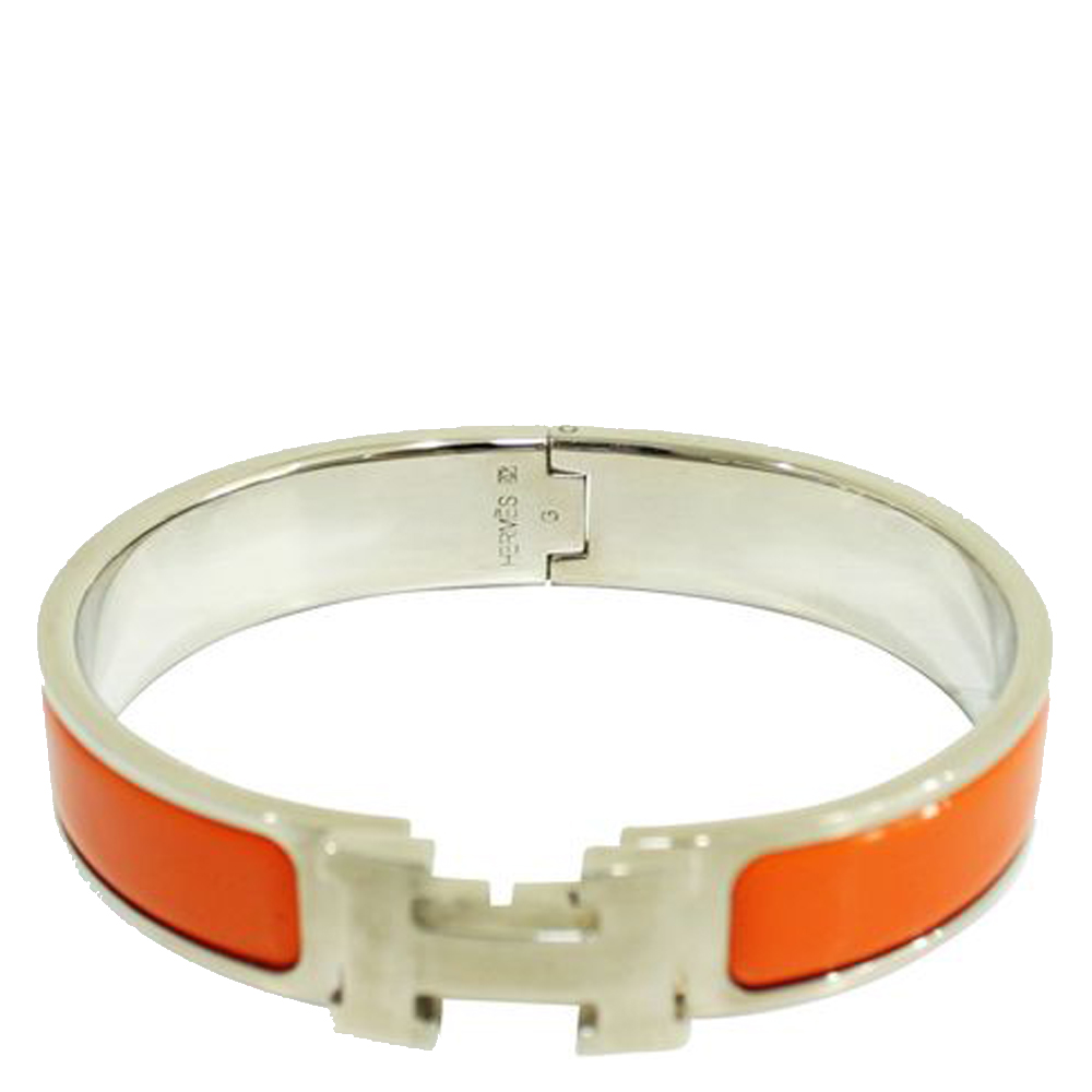 

Hermes Orange Palladium Clic Clac H GM Bracelet