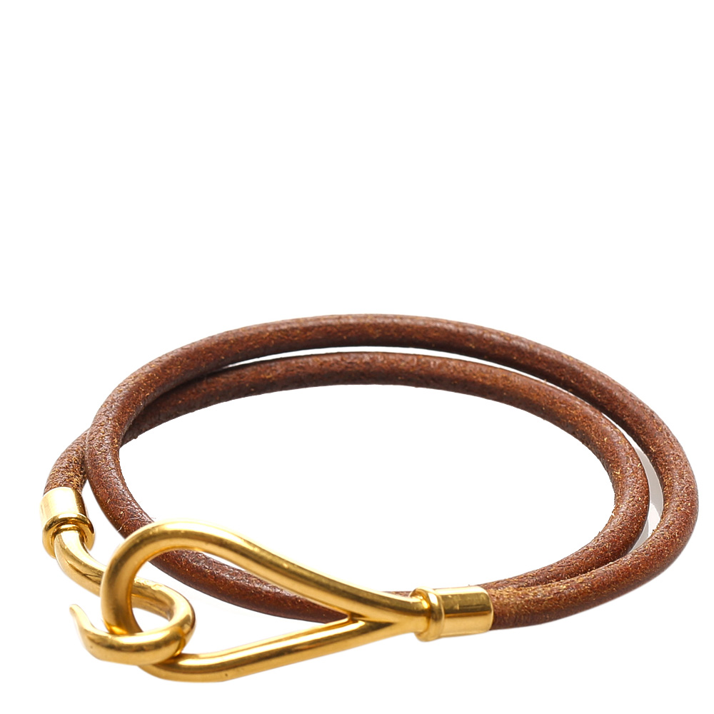 

Hermes Gold Leather Jumbo Hook Bracelet