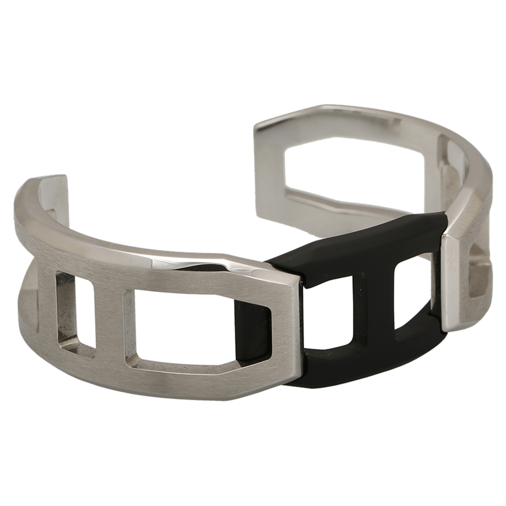

Hermes Matte PVD and Stainless Steel Tetris Cuff Bracelet, Silver