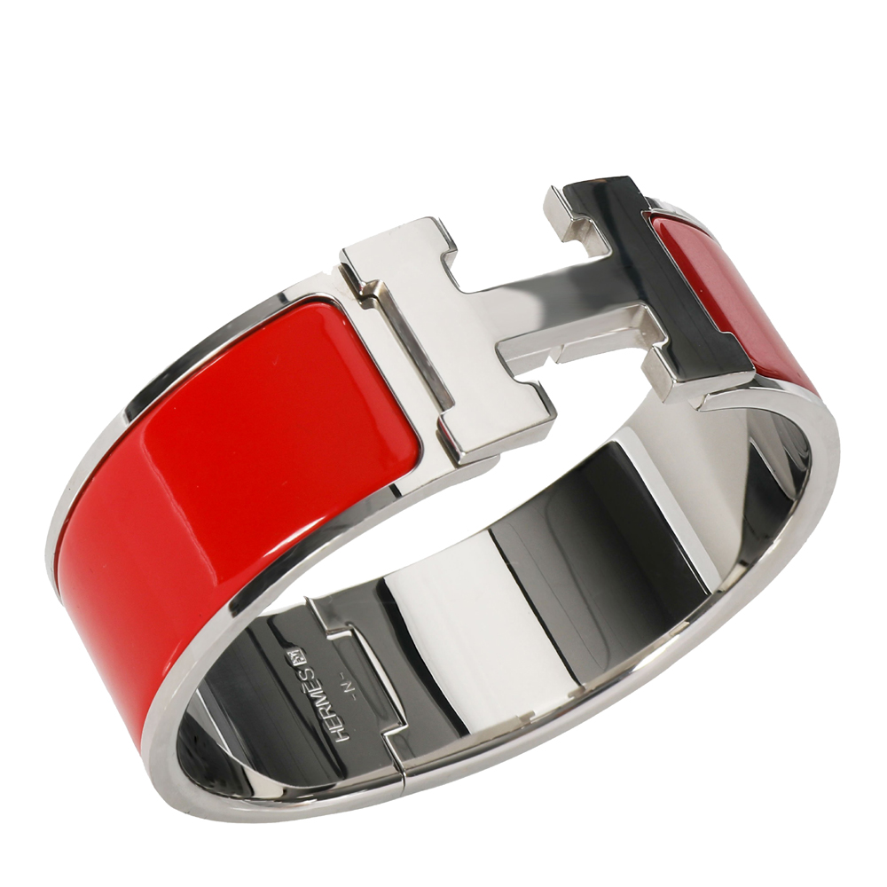 

Hermes Red Enamel Clic Clac H Bracelet