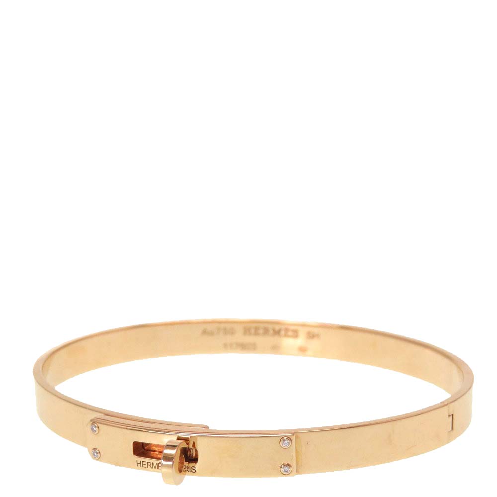 

Hermes 18K Pink Gold Diamond Diamond Kelly Bangle Bracelet