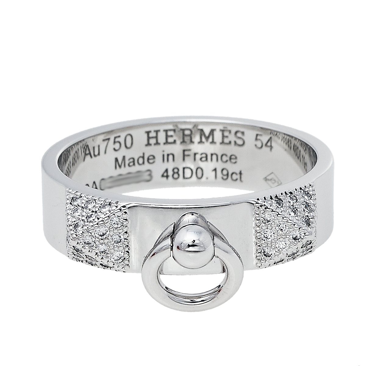 

Hermes Collier De Chien Diamond 18K White Gold Ring Size