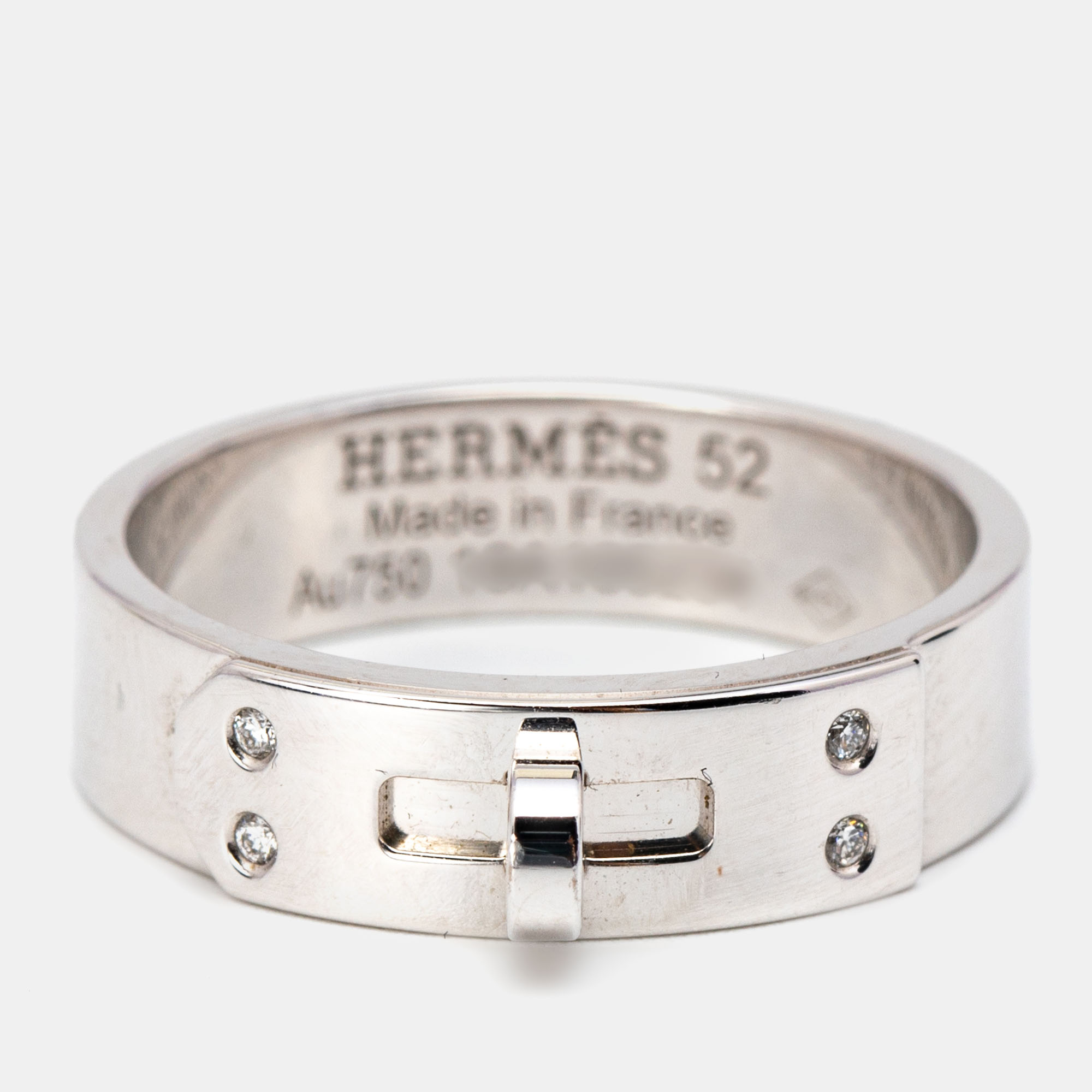 

Hermes Kelly Diamond 18k White Gold Small Model Ring Size