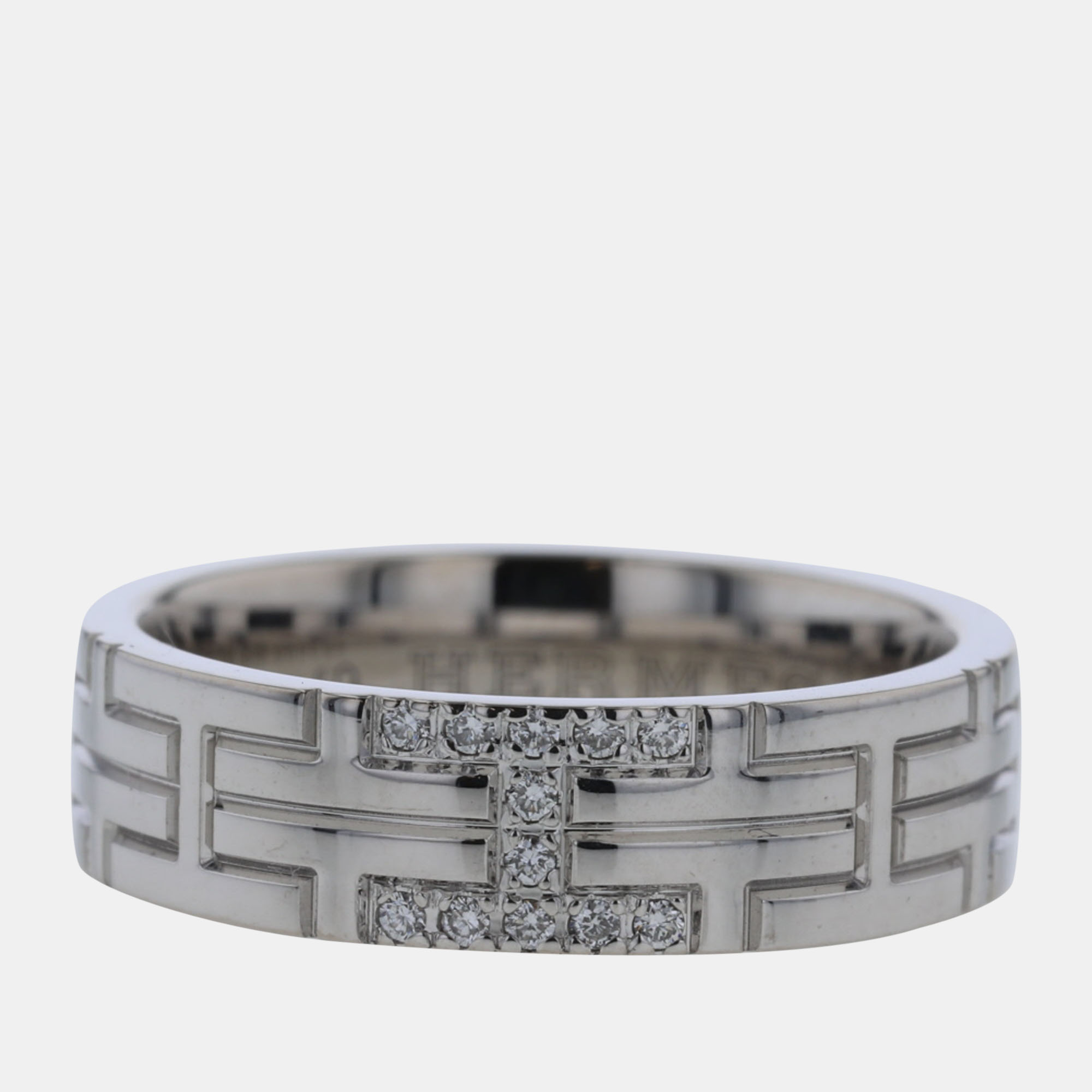 

Hermes 18k White Gold Diamond Kilim Ring US 9