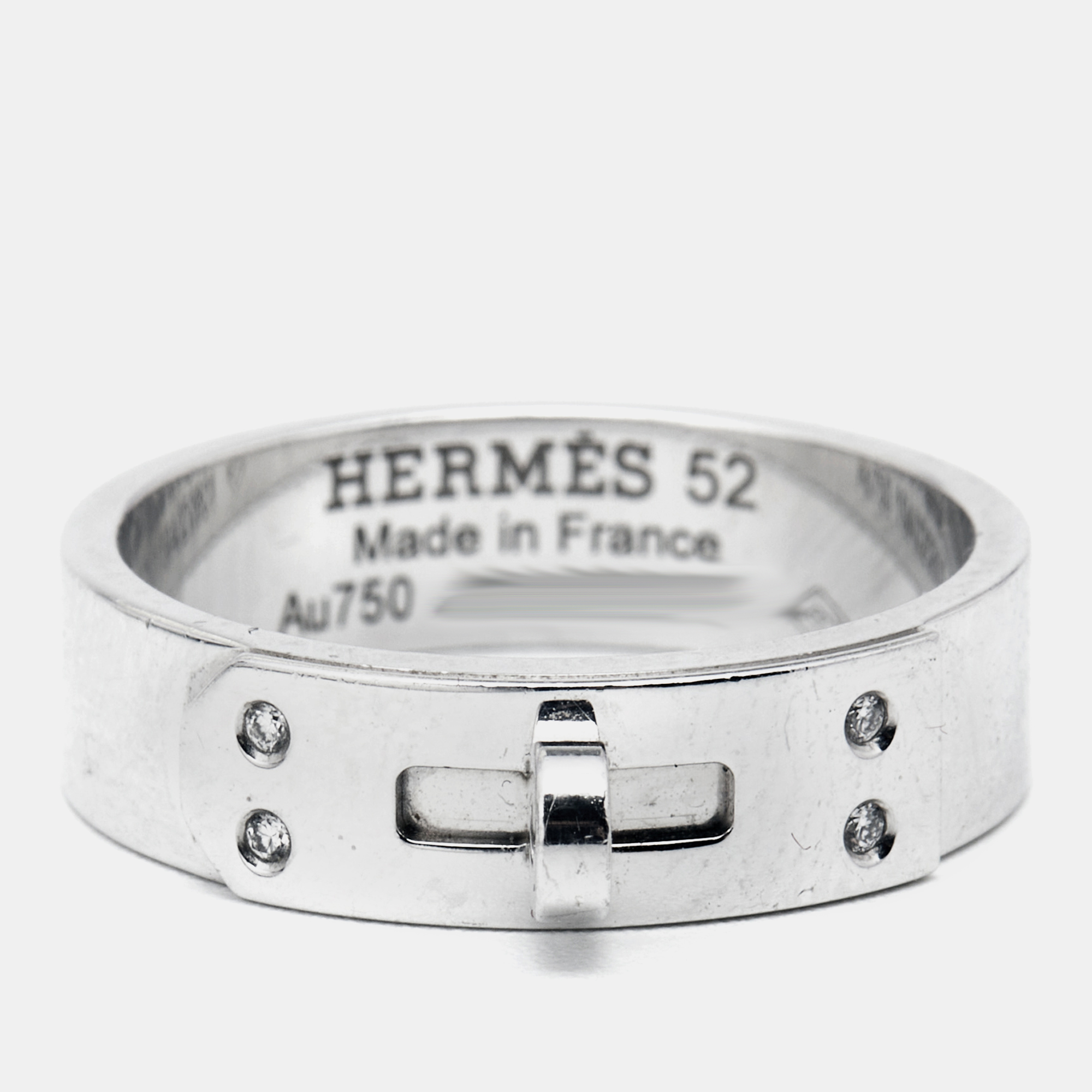 

Hermes Kelly Diamond 18k White Gold Small Model Ring Size