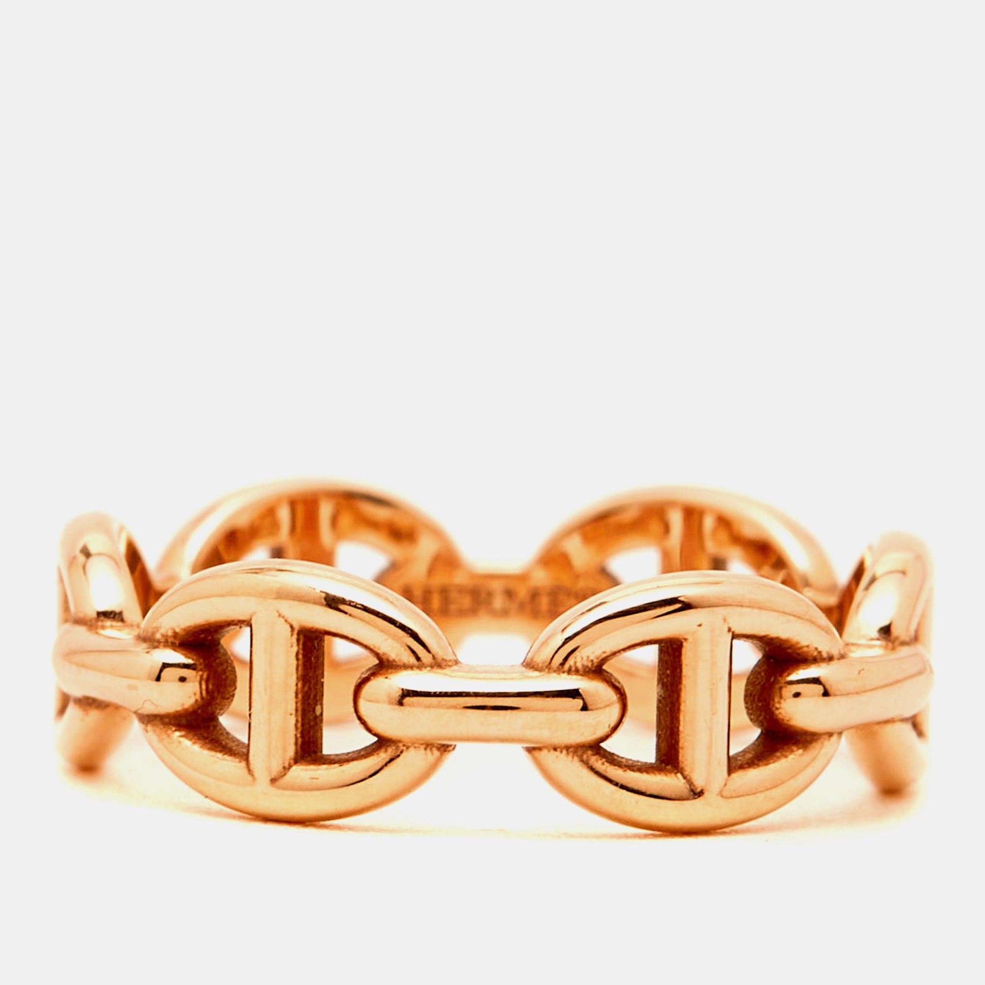 

Hermès Chaine d'Ancre Enchainee 18k Rose Gold Ring Size