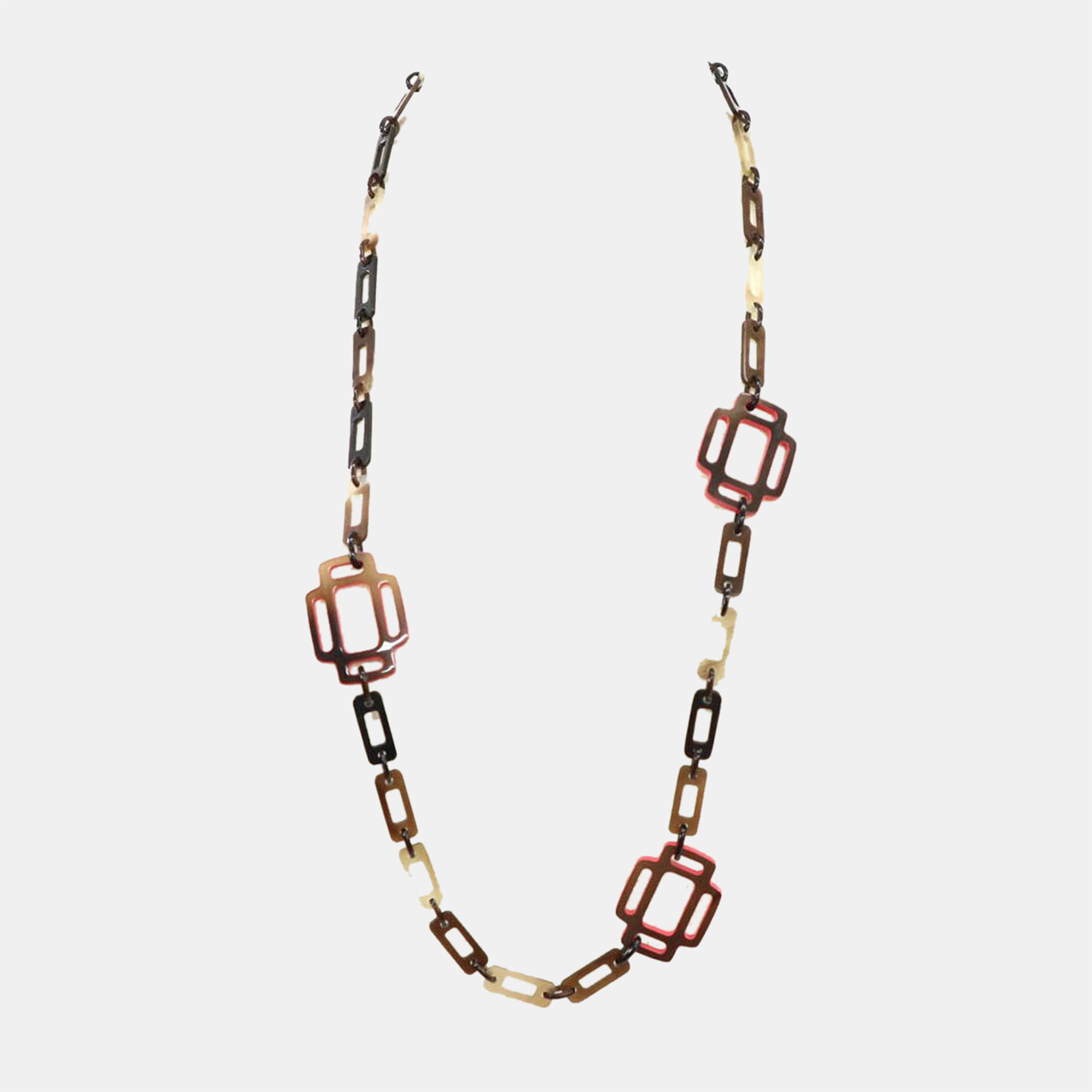 

Hermes Brown Natural Material Horn Attelage Necklace