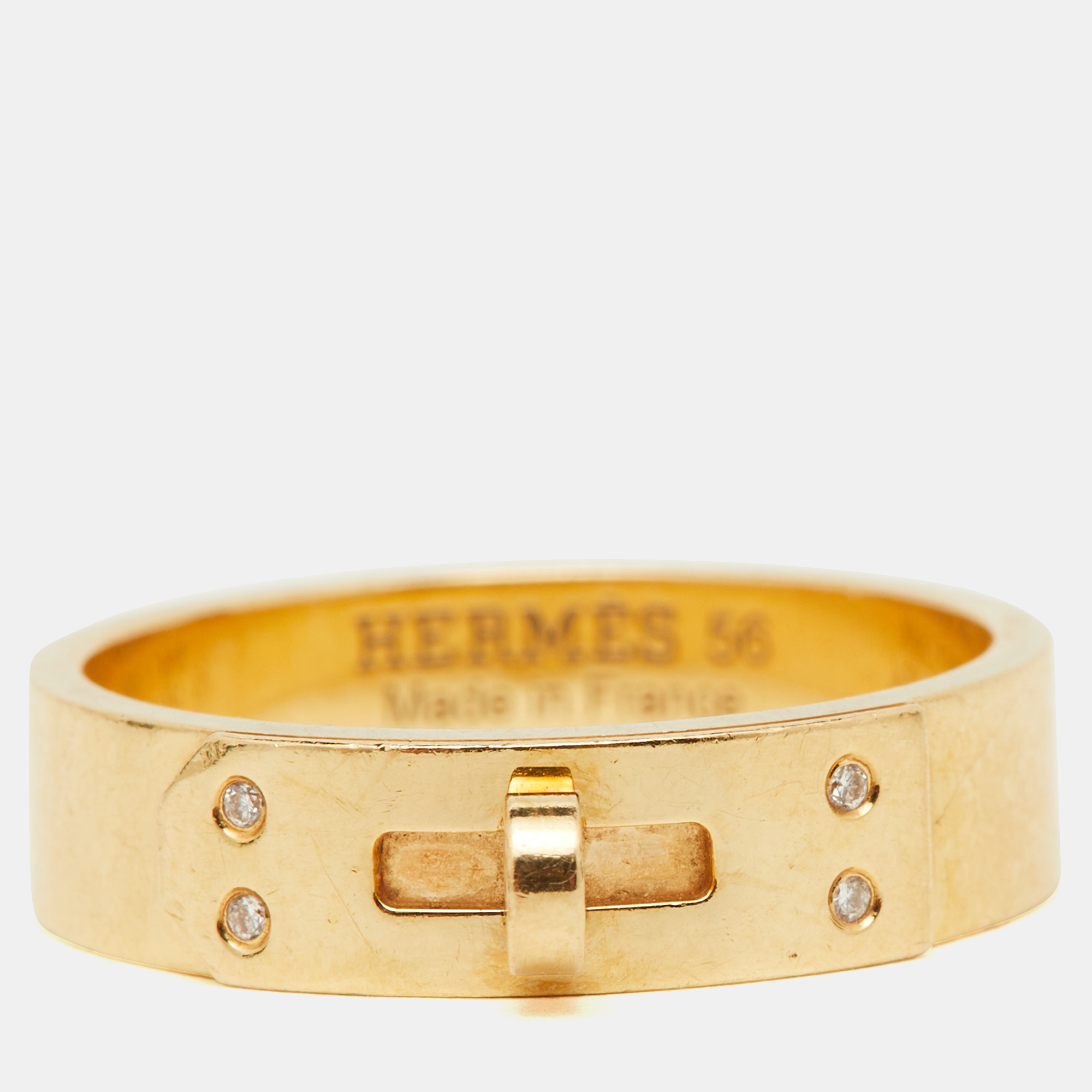 

Hermes Kelly Diamond 18K Yellow Gold Small Model Band Ring Size