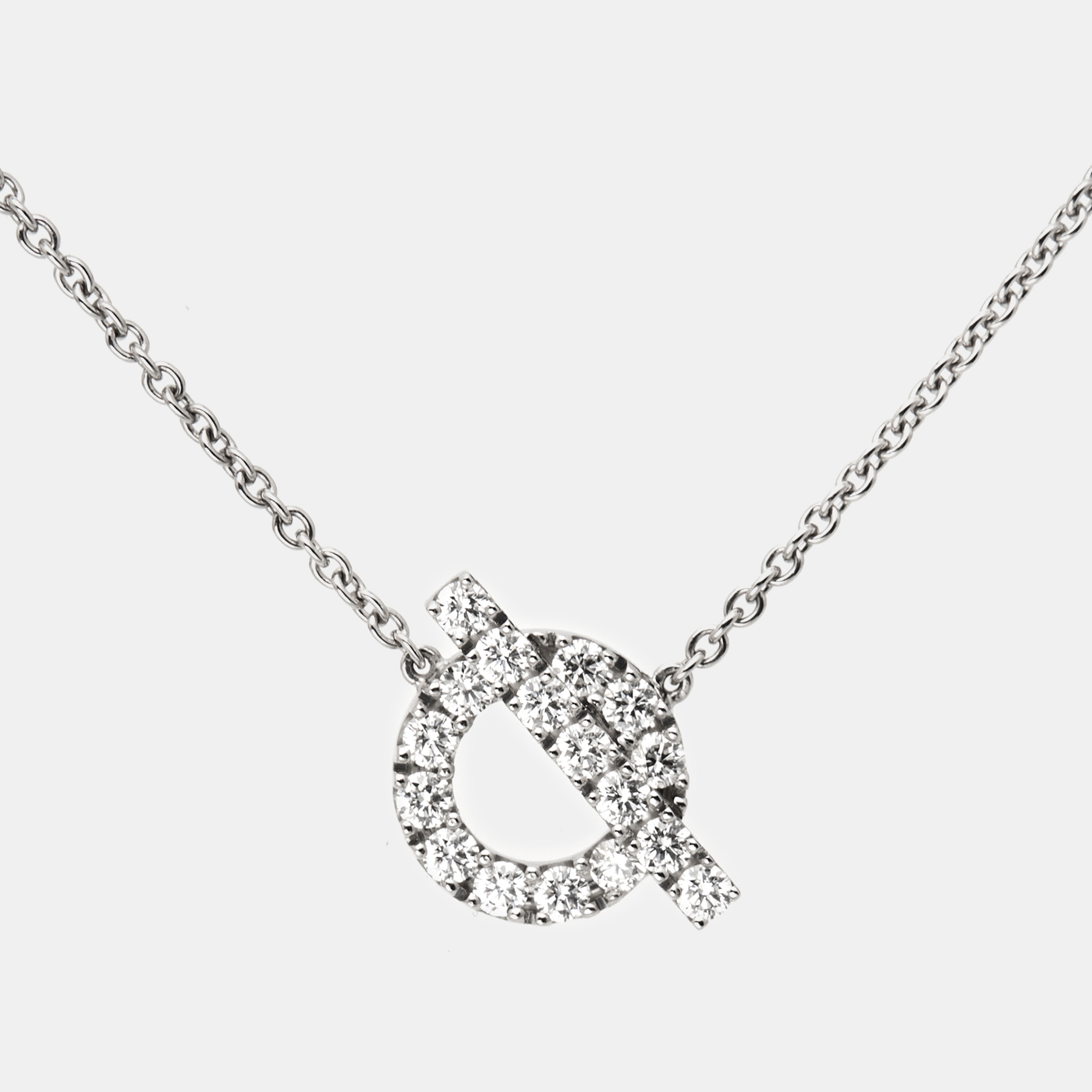 Pre-owned Hermes Hermès Finesse Diamond 18k White Gold Necklace