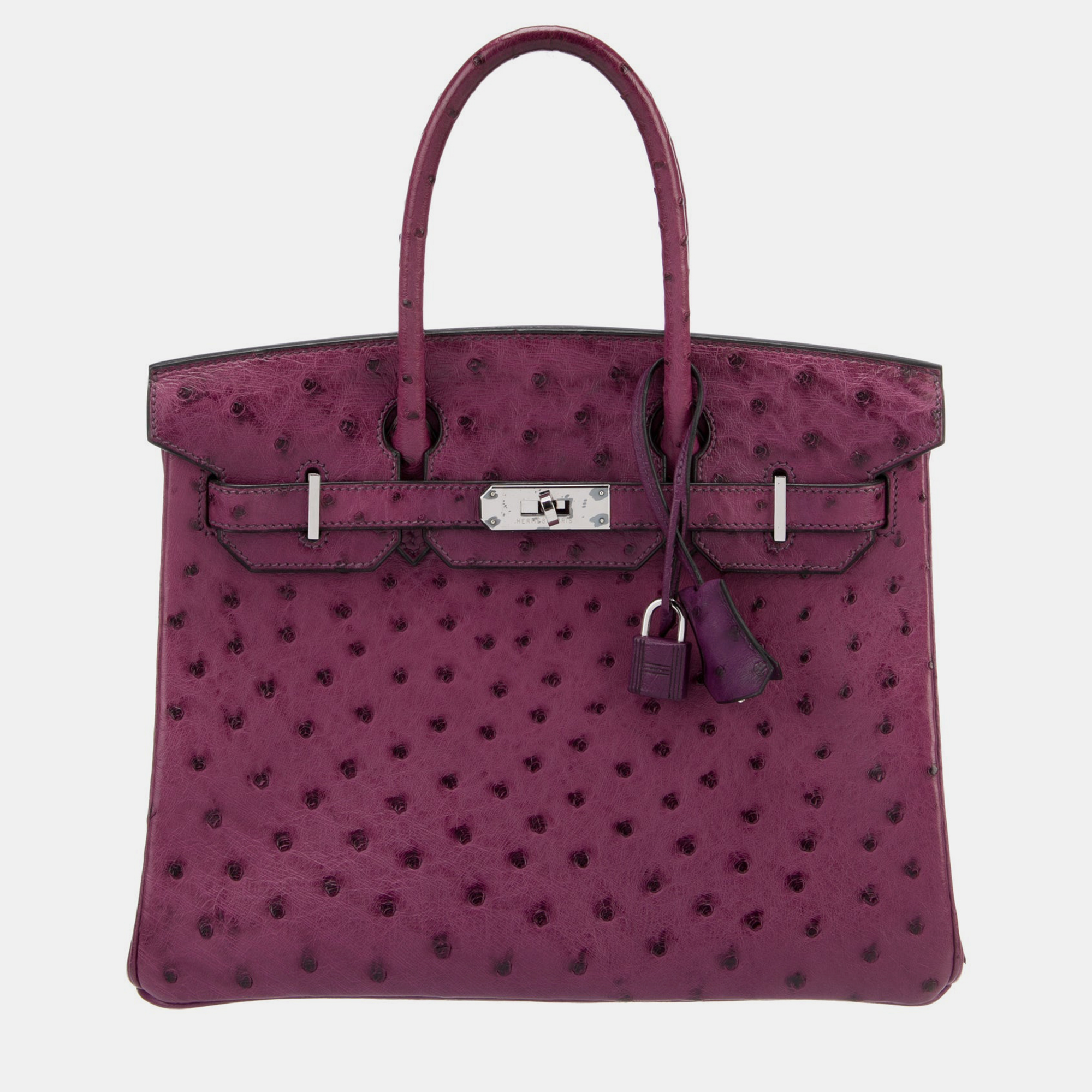 

Hermes Violet Ostrich Palladium Finish Birkin 30 Handbag, Purple