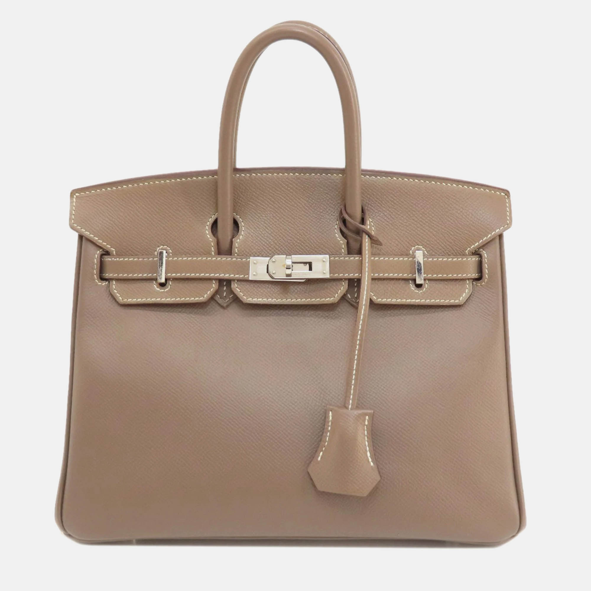 

Hermes Etoupe Epsom Leather Birkin 25 Tote Bag, Grey