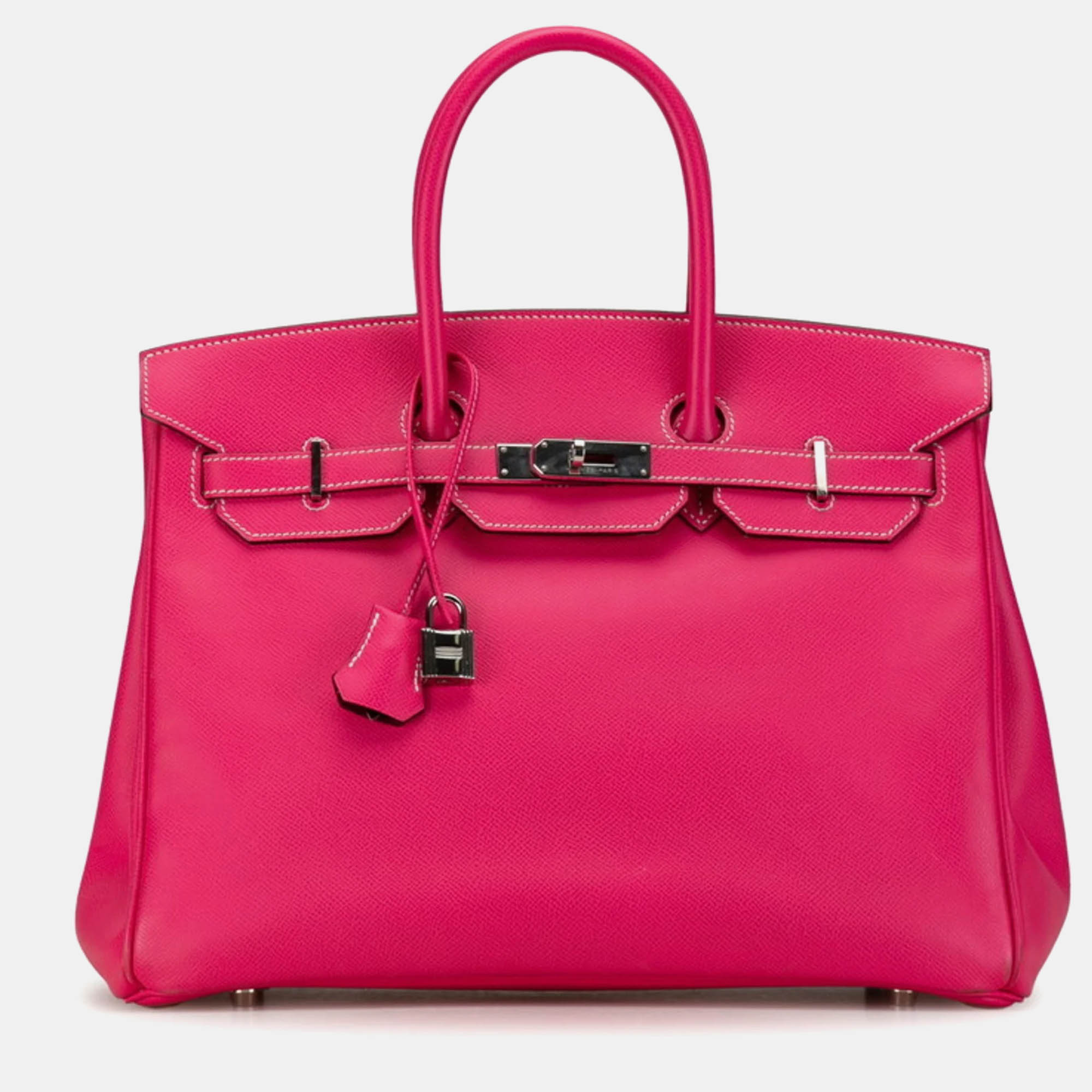 

Hermes Rose Tyrien Epsom Leather Birkin 35 Tote Bag, Pink