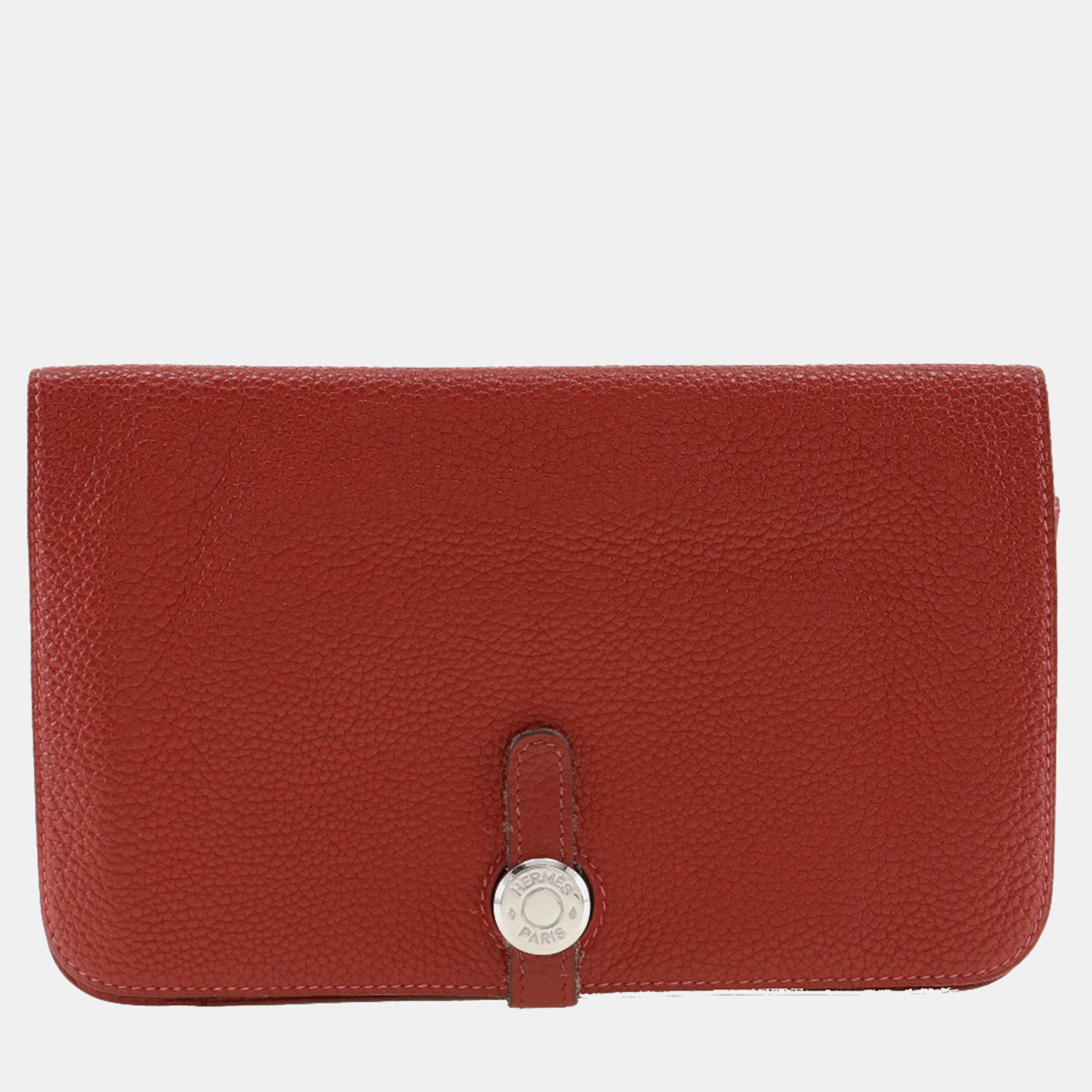 

Hermes Red Leather Clemence Dogon Wallet