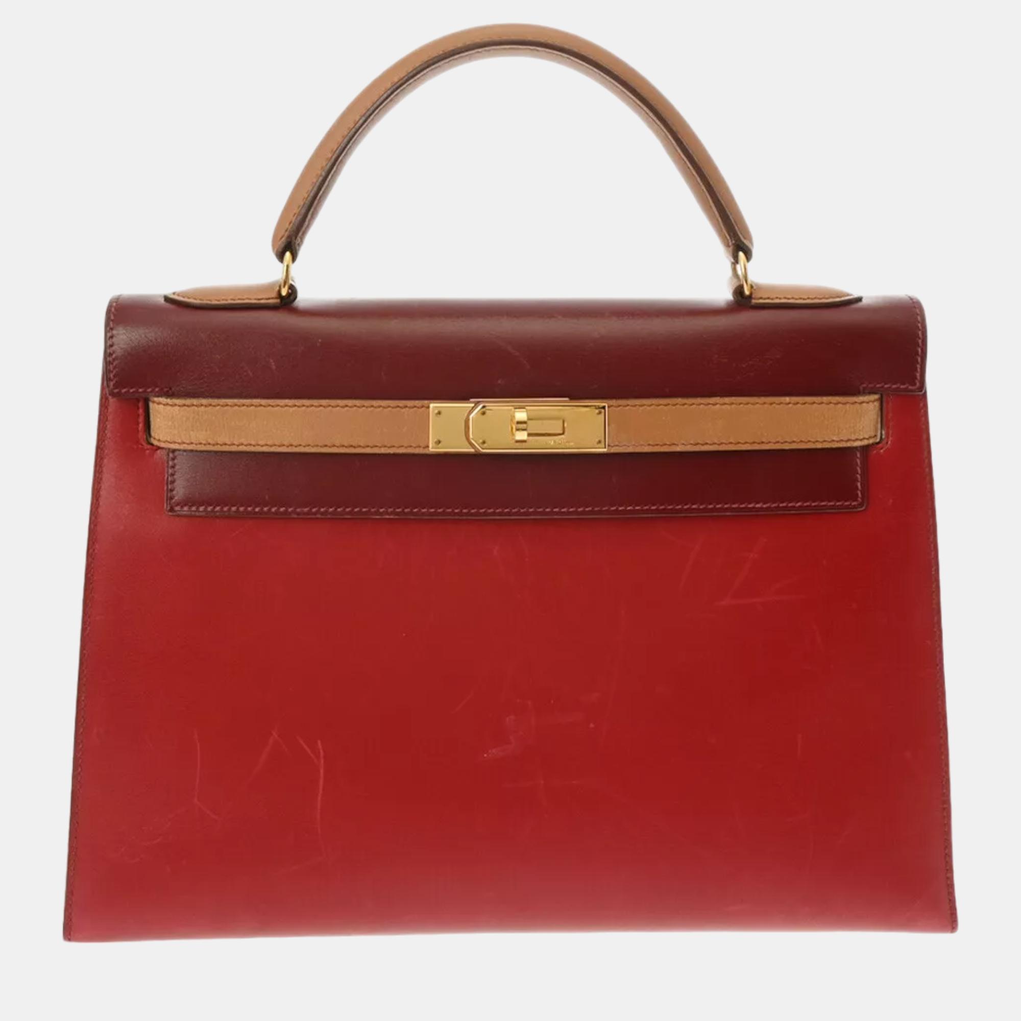 

Hermes Red Box Leather Kelly Sellier Bag