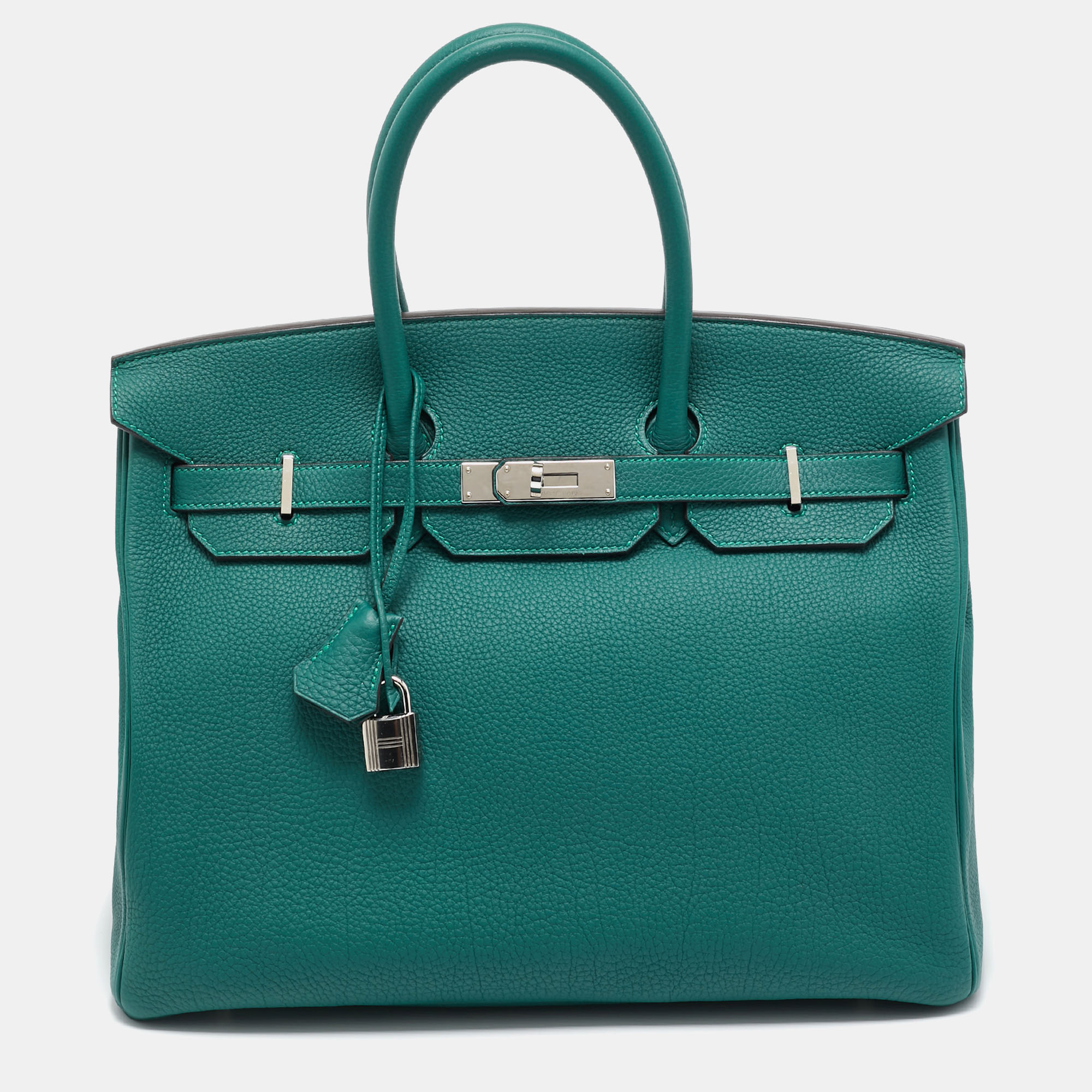 

Hermes Malachite Togo Leather Palladium Finish Birkin 35 Bag, Green