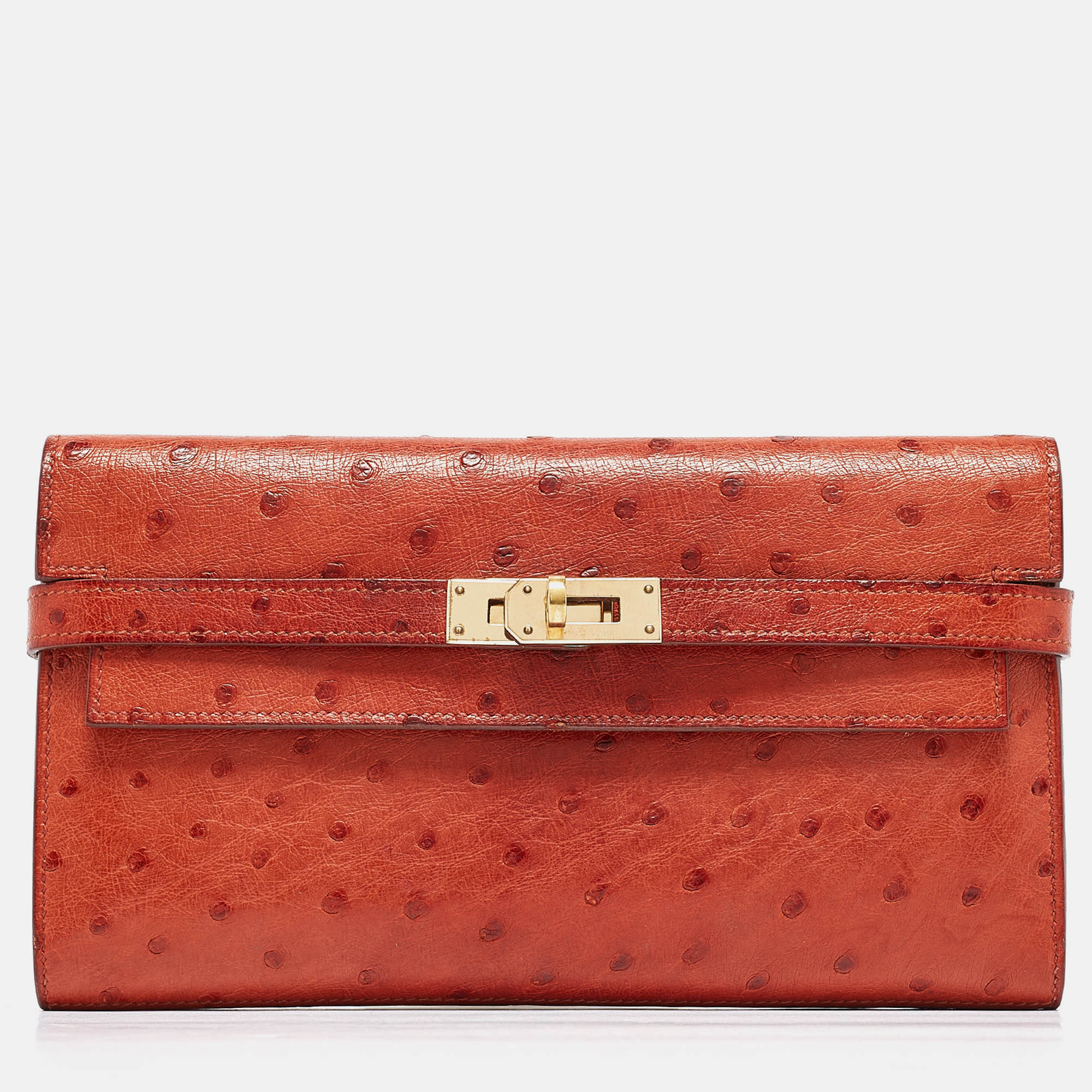 

Hermes Sanguine Ostrich Kelly Longue Wallet, Orange