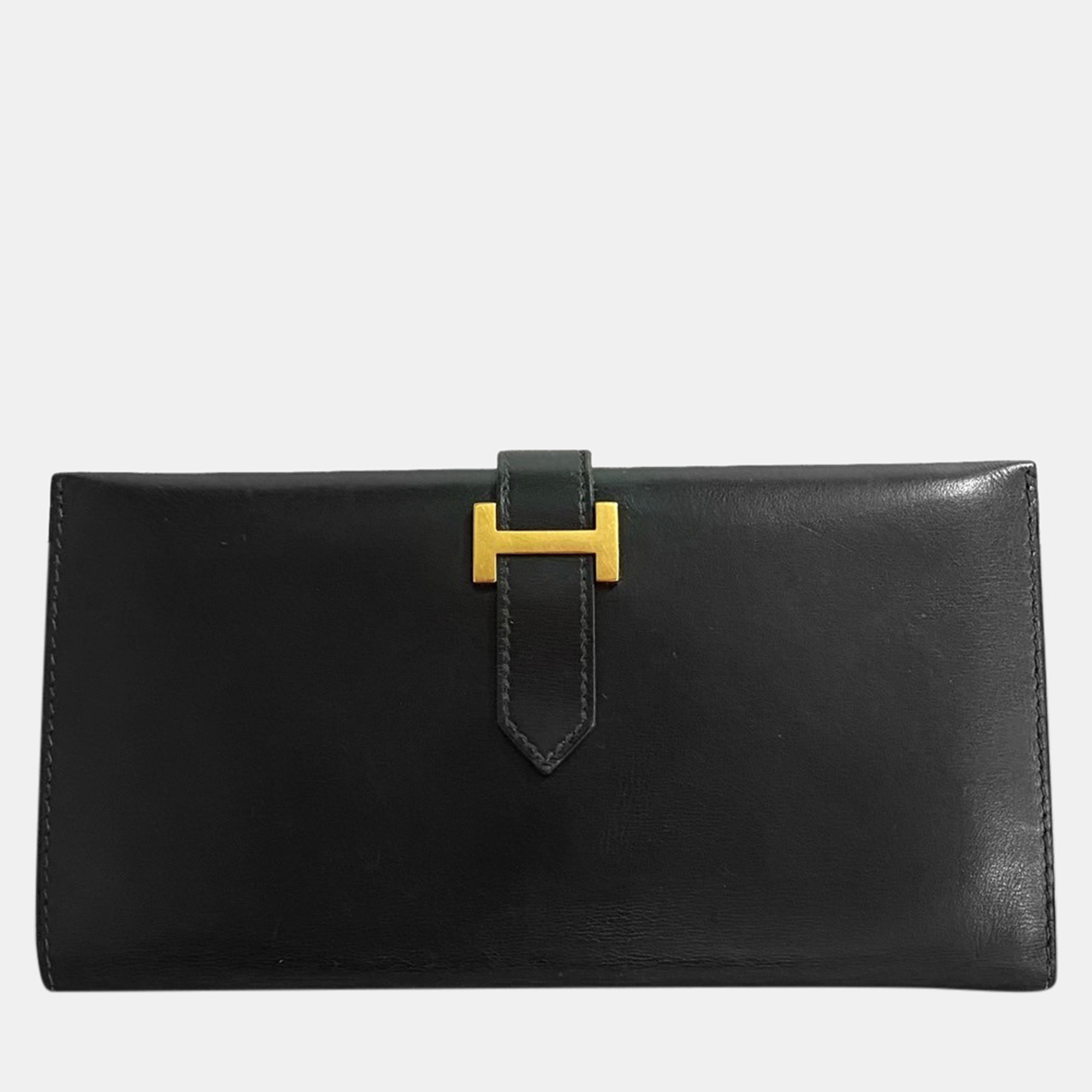 

Hermes Black Leather Bearn H Bifold Wallet