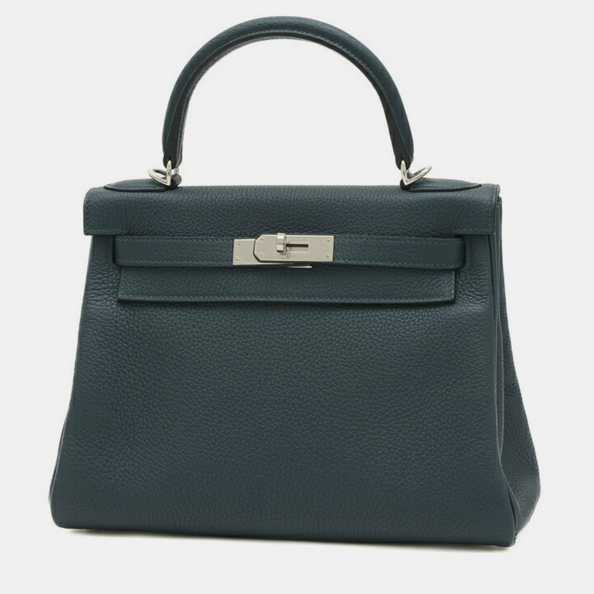 Pre-owned Hermes Vert Chypre Togo Kelly 28 Handbag In Green