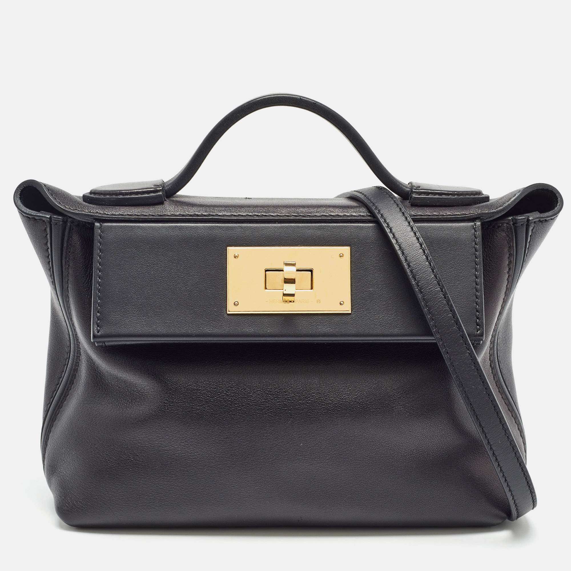 

Hermes Noir Swift Leather Gold Finish 24/24 21 Bag, Black