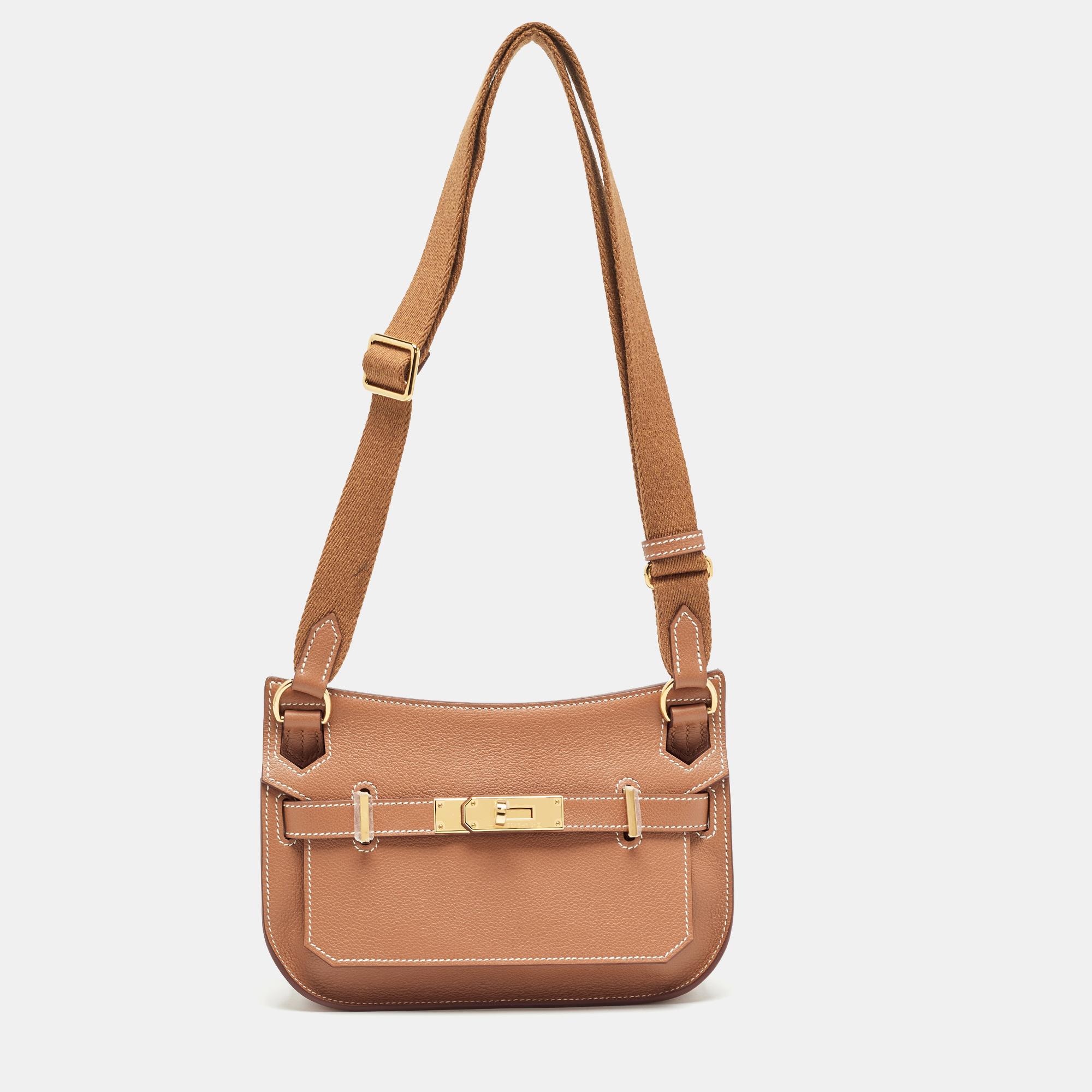 

Hermes Gold Evercolor Leather Gold Finish Jypsiere Mini Bag, Brown