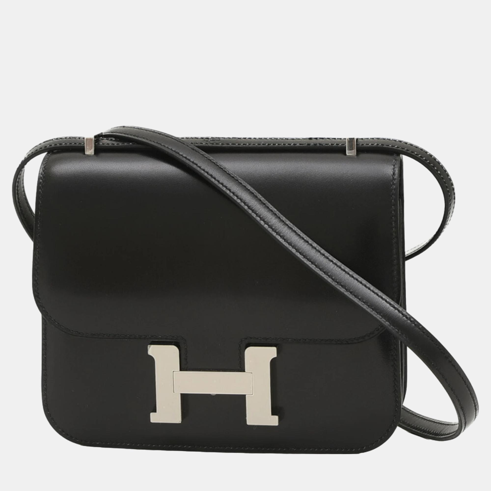 Pre-owned Hermes Black Box Calf Constance 18 Miroir Bag