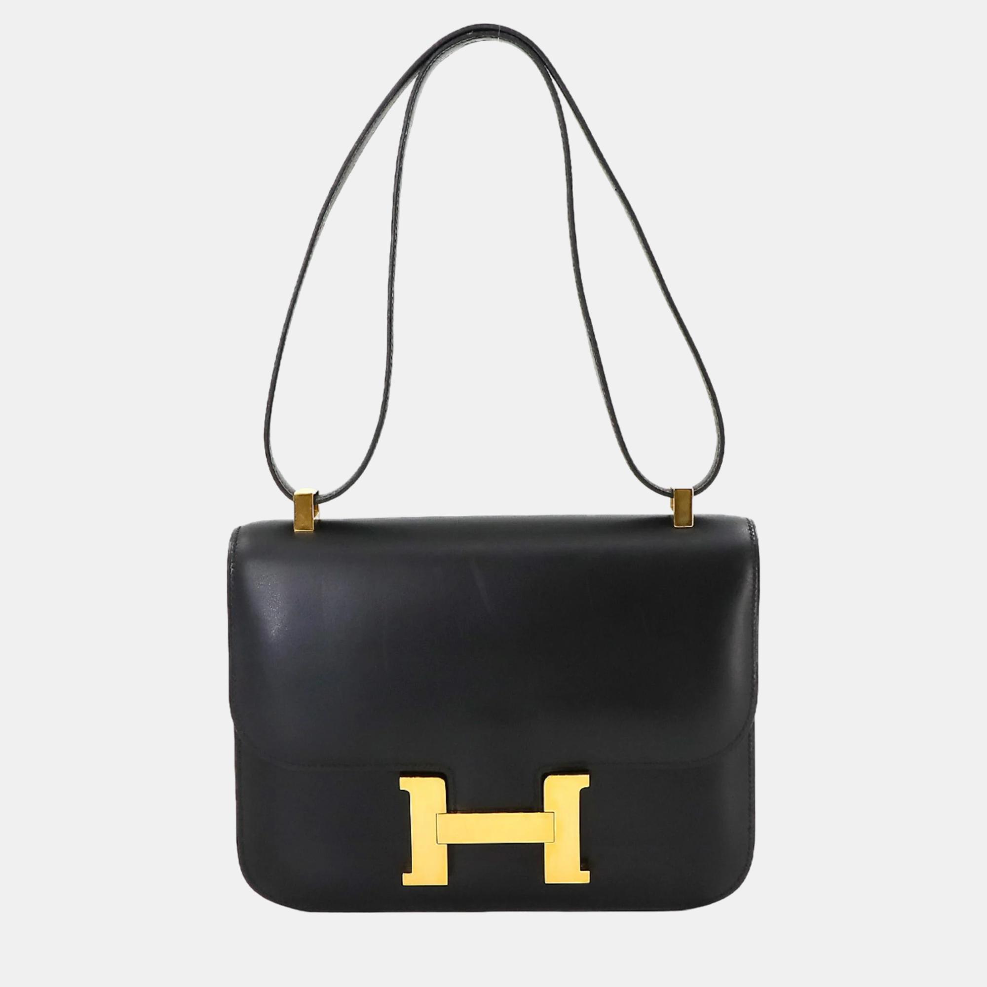 

Hermes Black Box Calf Leather Constance 23 Bag