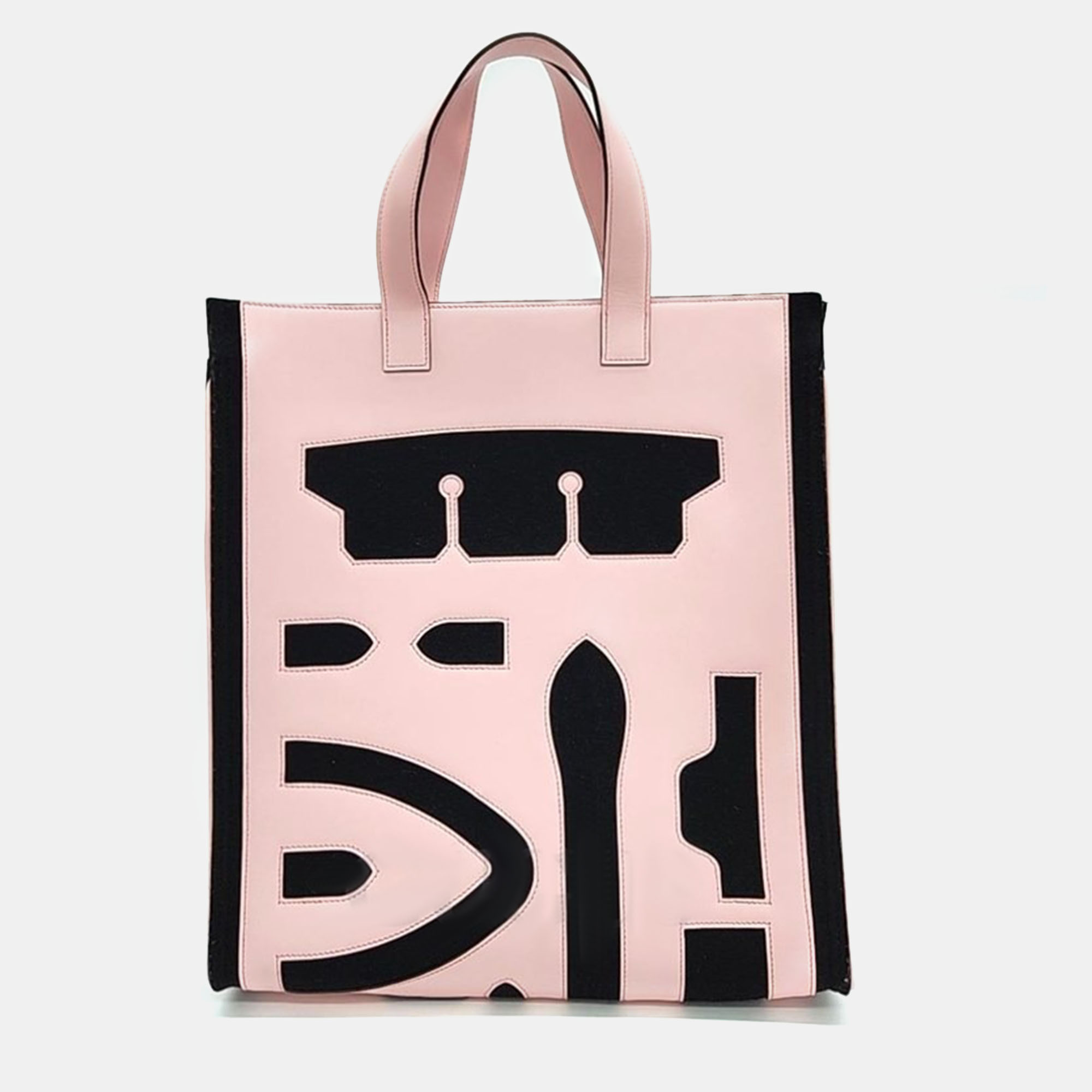 

Hermes Toile and Leather Petit H Skeleton Tote Bag, Pink