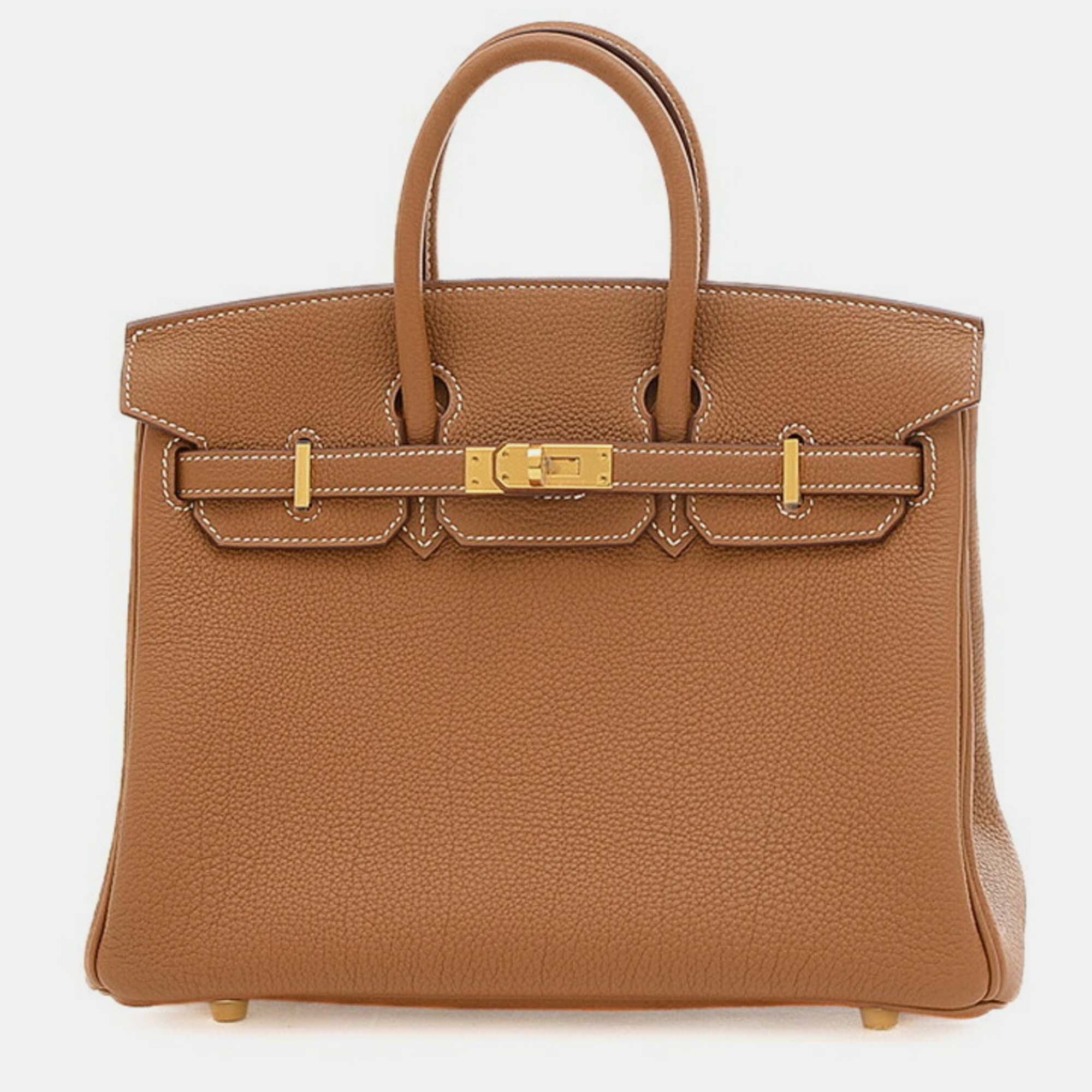 Pre-owned Hermes Gold Togo Birkin 25 Handbag