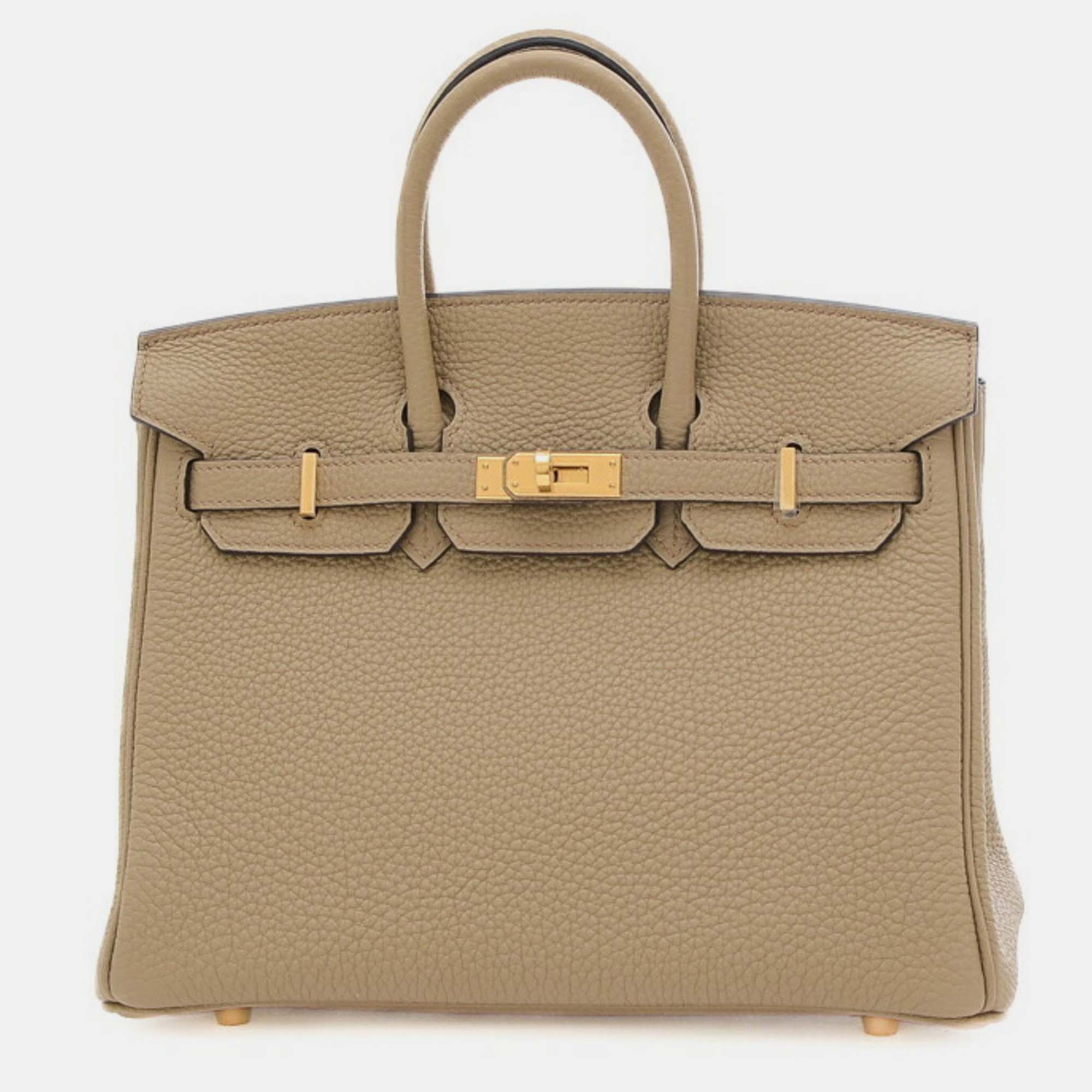 Pre-owned Hermes Beige Marfa Togo Birkin 25 Handbag