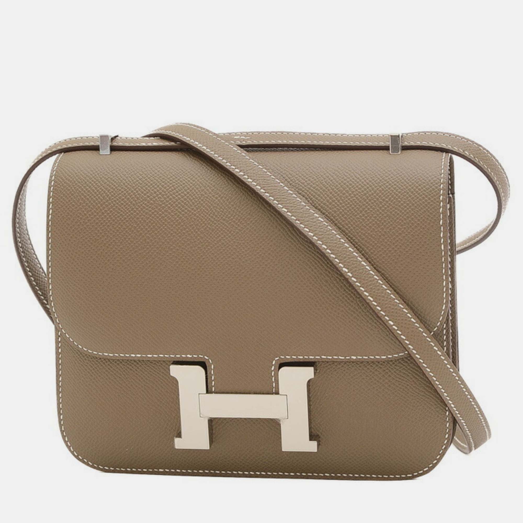 

Hermes Etoupe Epsom Constance 18 Miroir Shoulder Bag, Grey