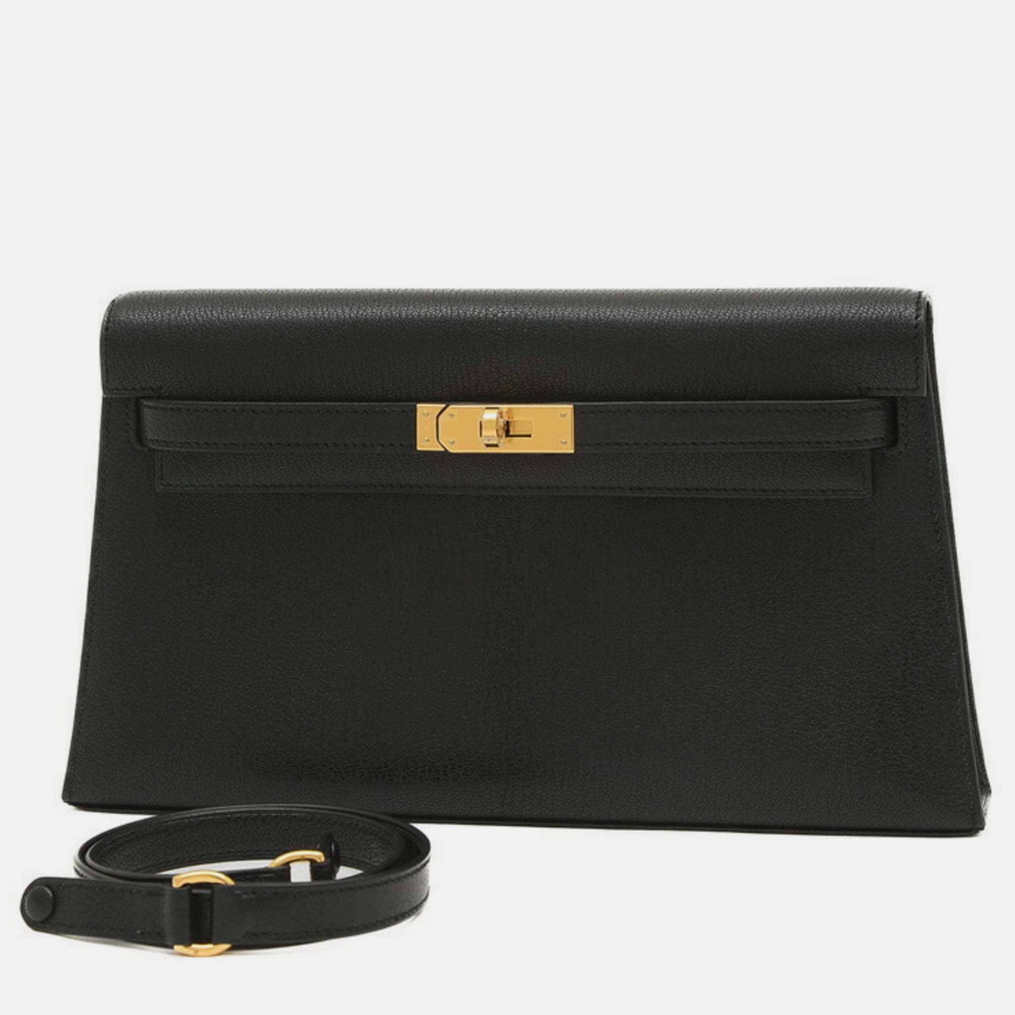 Pre-owned Hermes Black Chevre Shamquila Kelly Elan Handbag