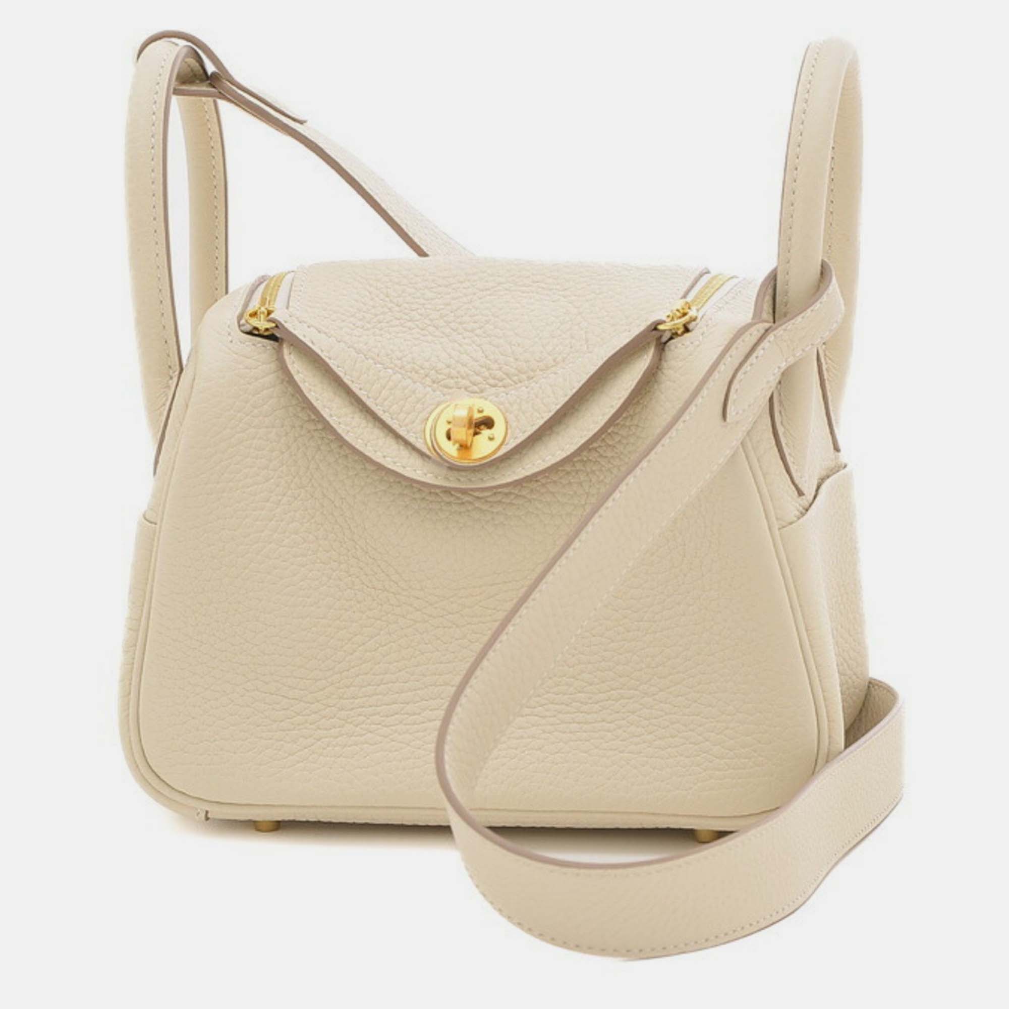 

Hermes Cre Taurillon Clemence Lindy handbag, Beige