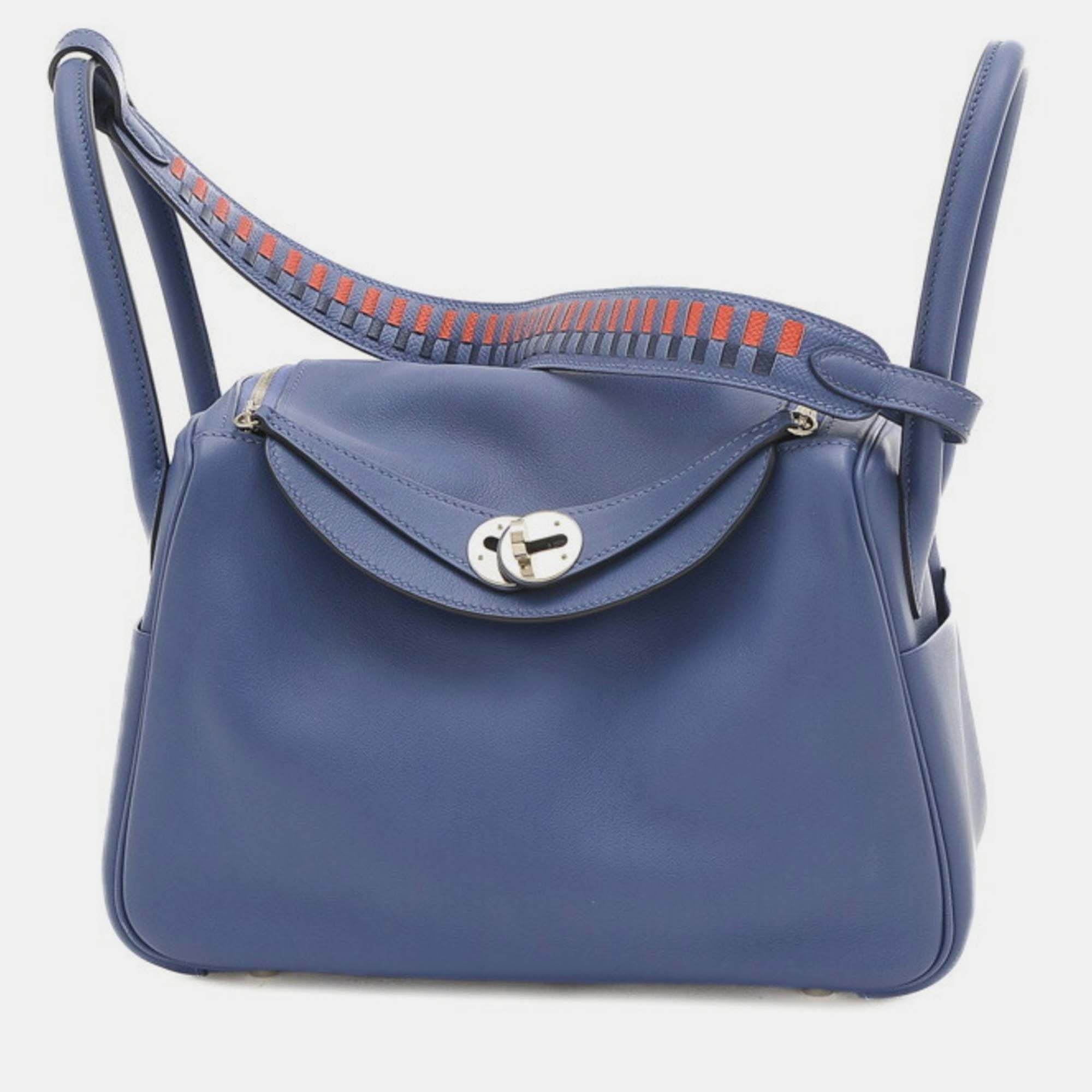 

Hermes Blue Brighton Traceage Swift Lindy 26 handbag