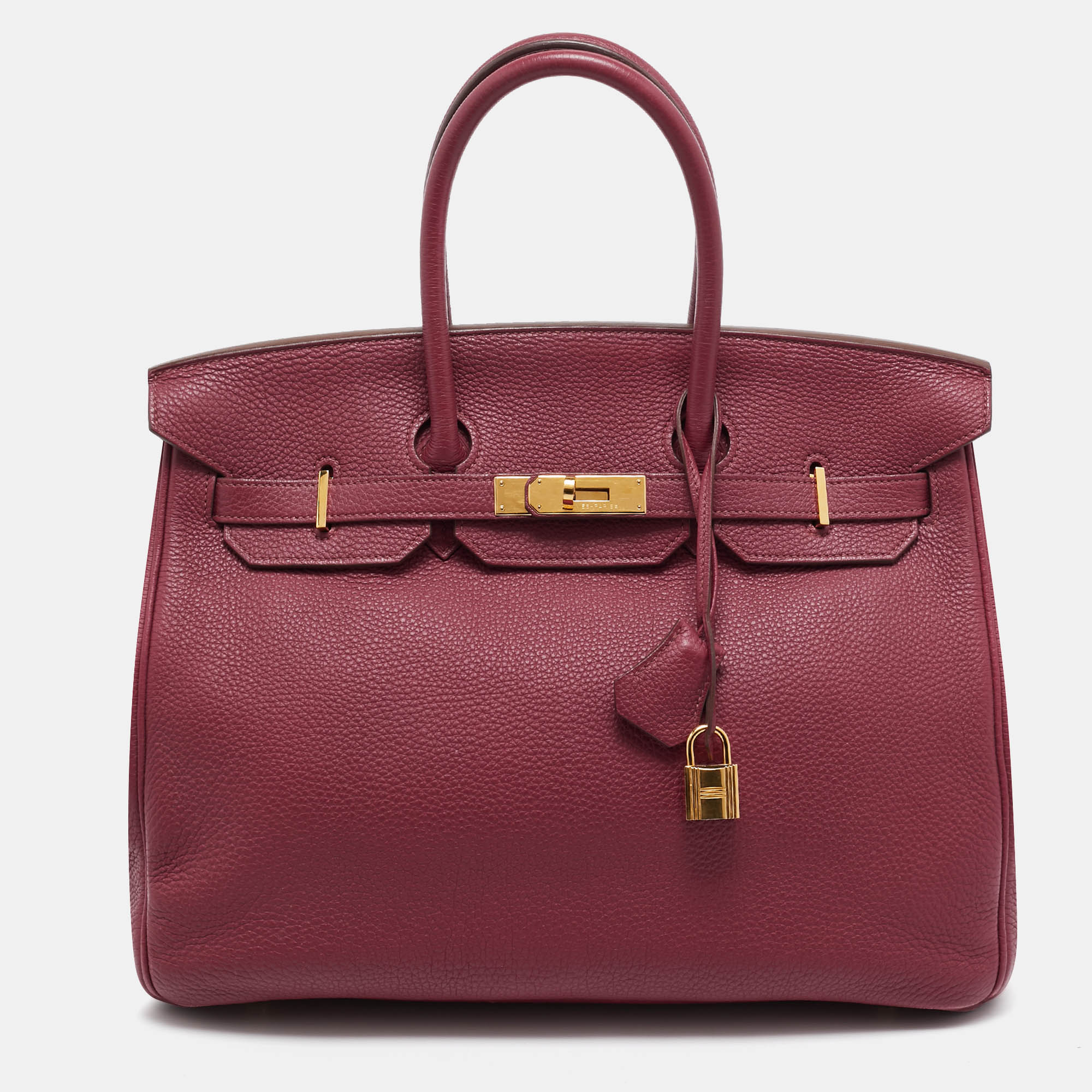 

Hermes Tosca Togo Leather Gold Finished Birkin 35 Bag, Pink