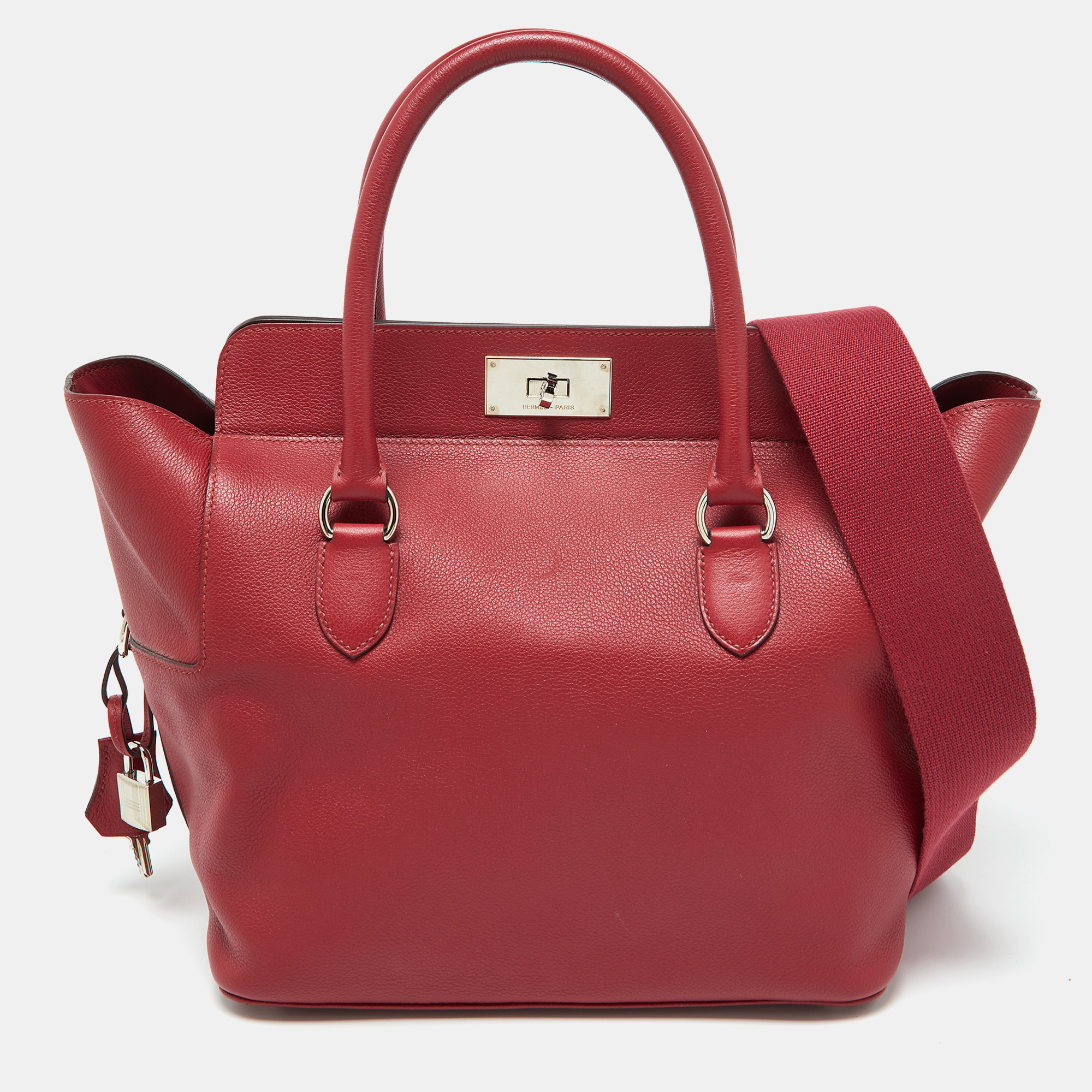 

Hermès Ruby Ever Color Leather Palladium Toolbox 26 Bag, Red