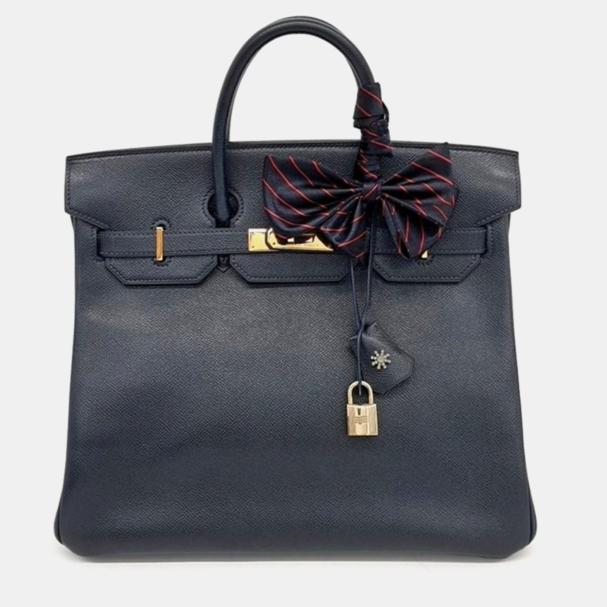 

Hermes Blue Epsom Leather Birkin 32 Bag, Black