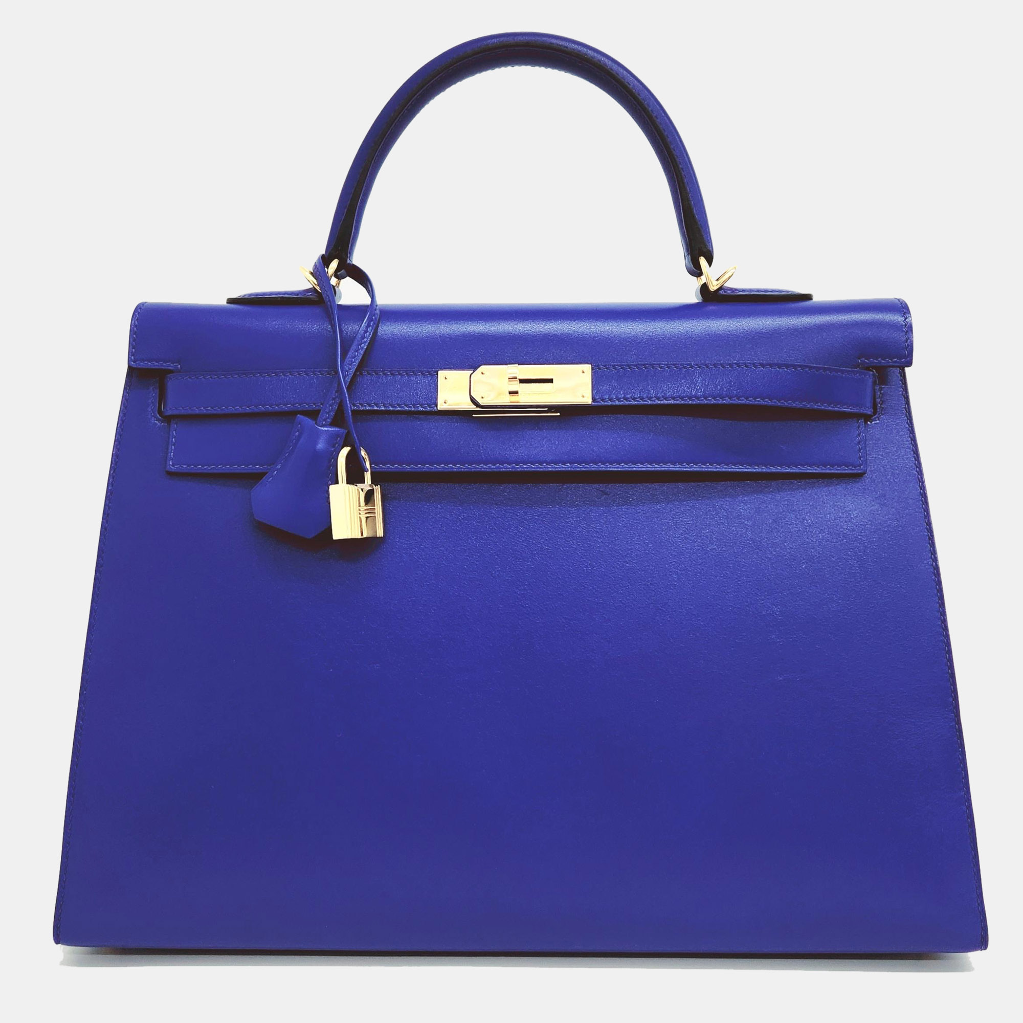 

Hermes Blue Leather Kelly Sellier 35 Bag