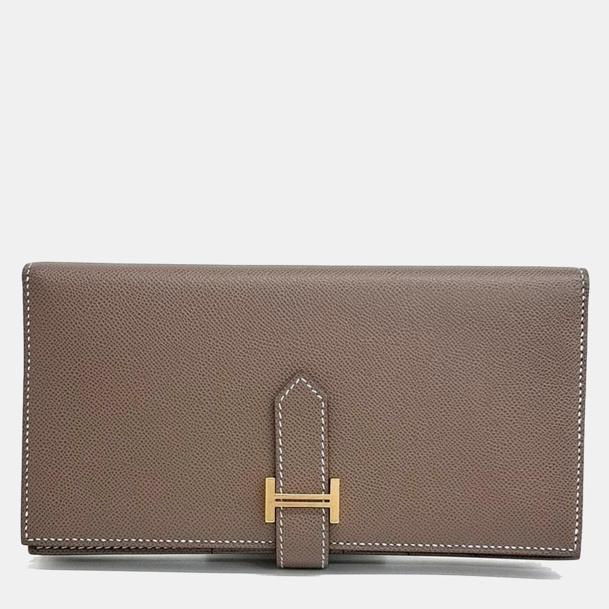 

Hermes Brown Leather Bearn Long Wallet