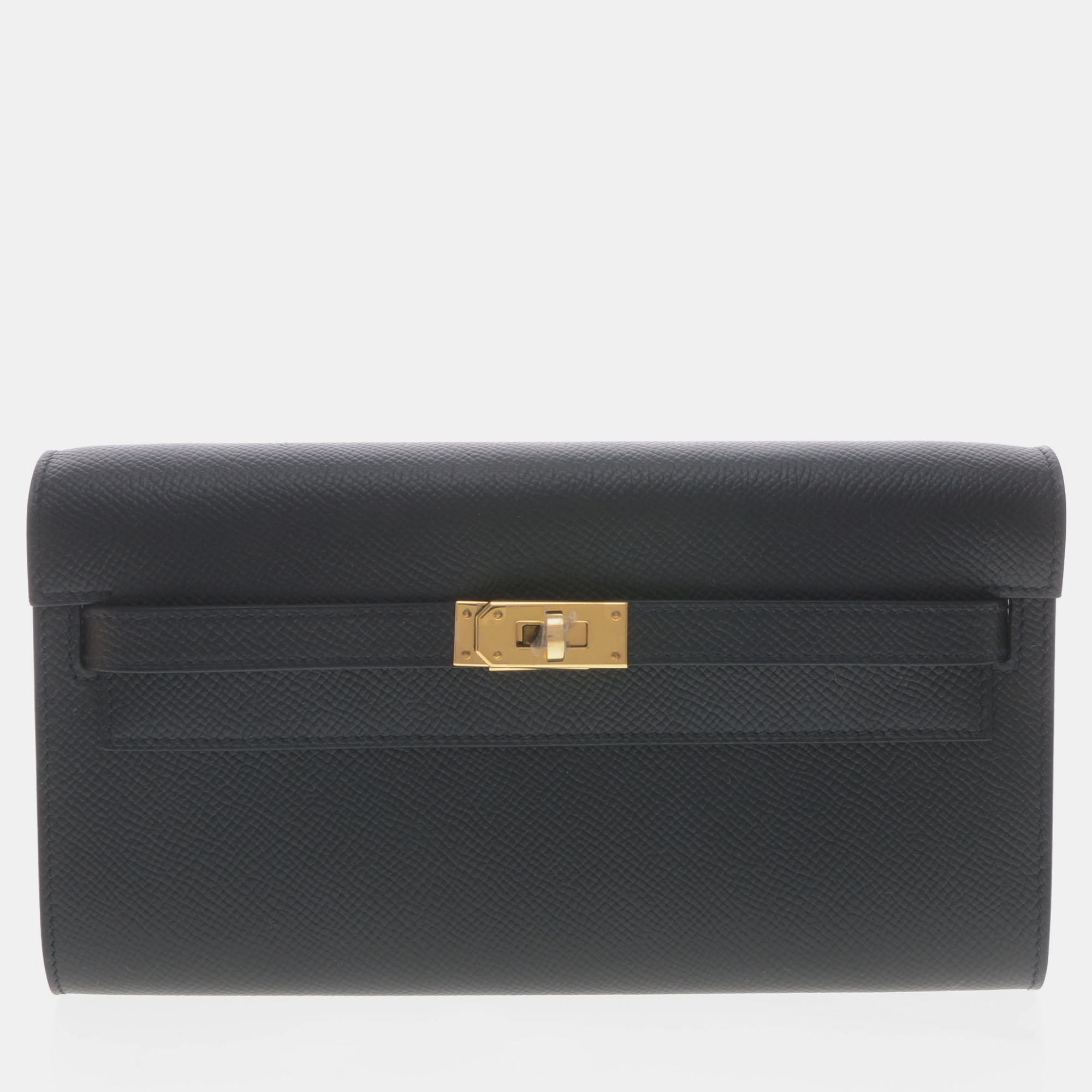 

Hermes Black Leather Kelly To Go Clutch on Strap