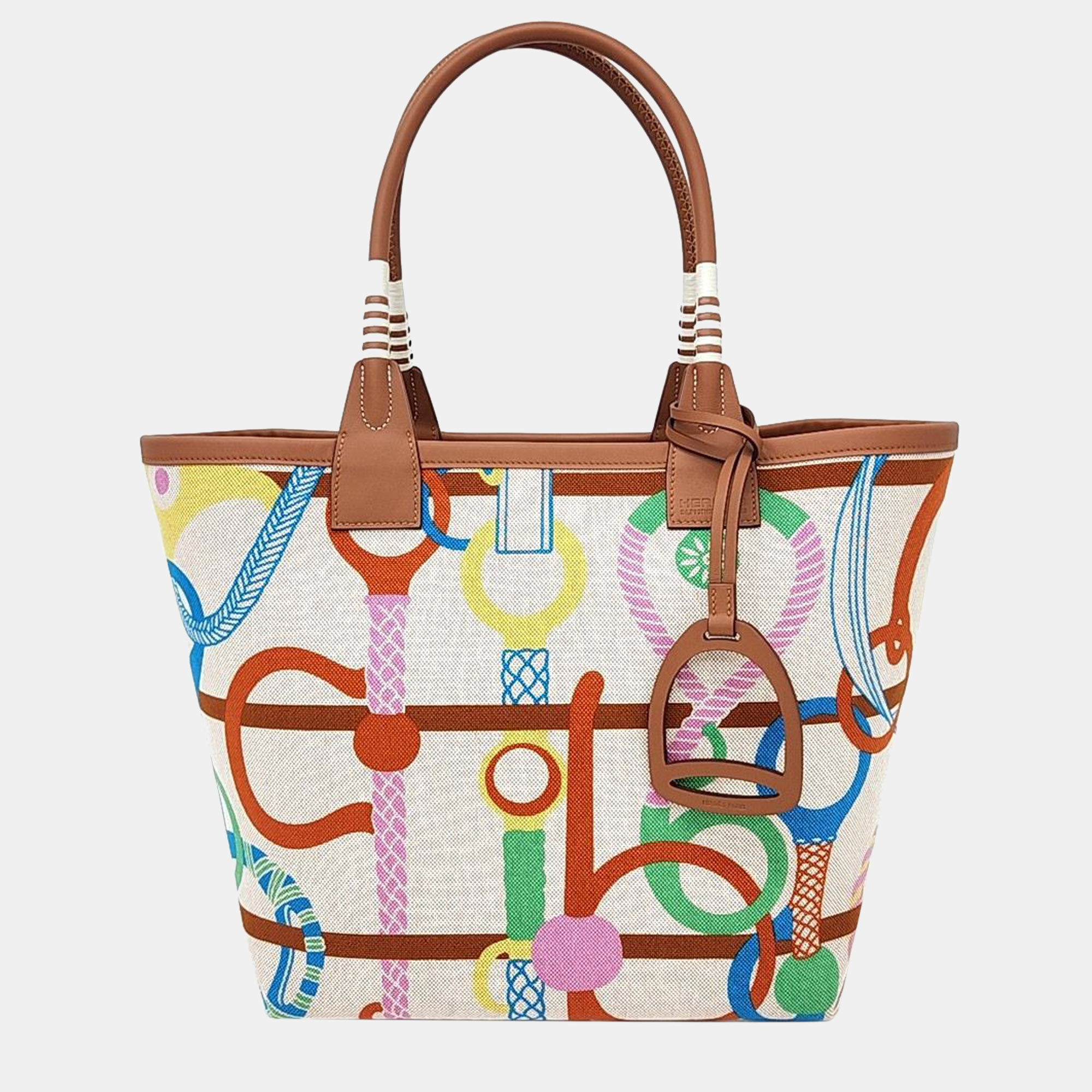 

Hermes Beige Leather Steeple Handbag, Multicolor