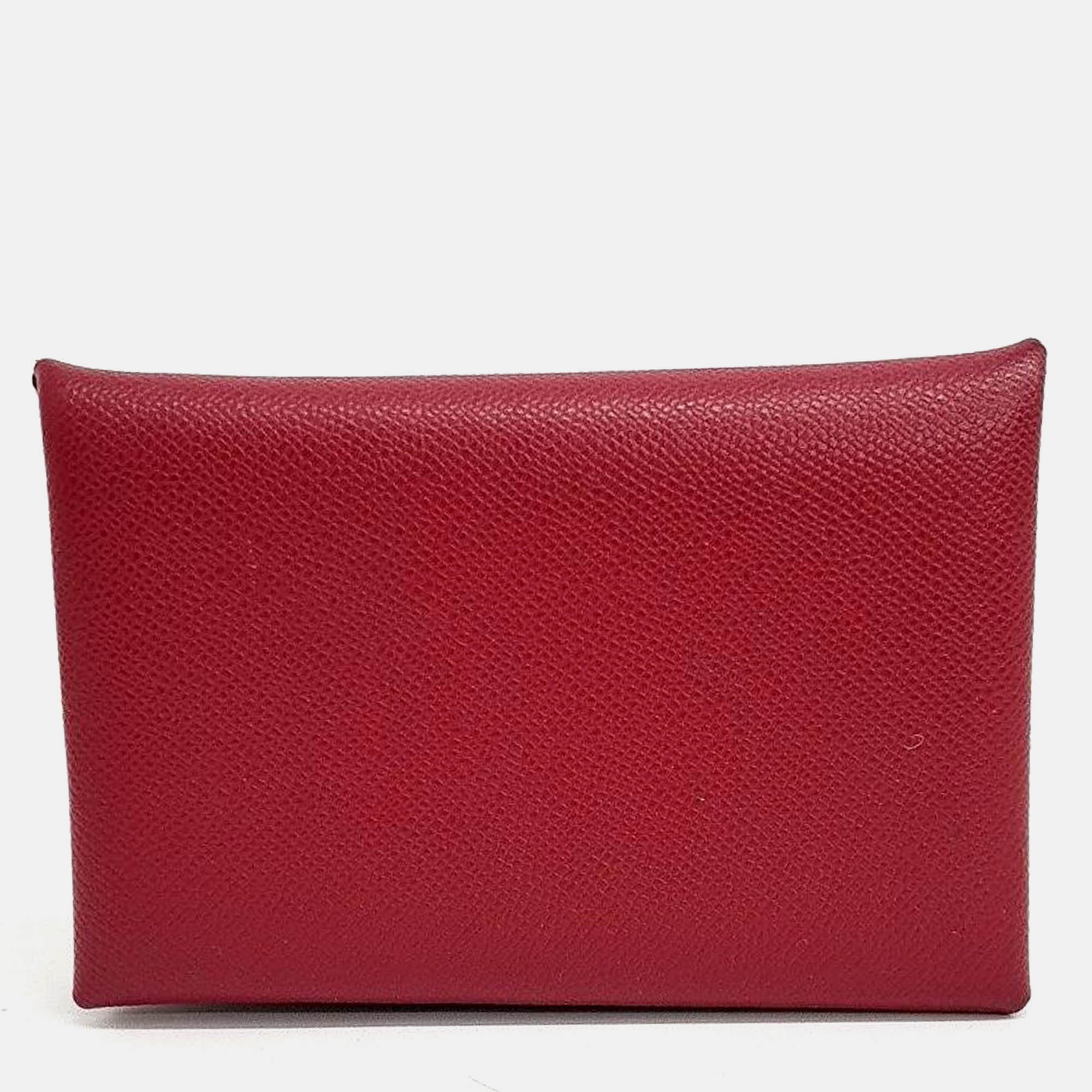 

Hermes Leather Calvi Card Wallet, Red