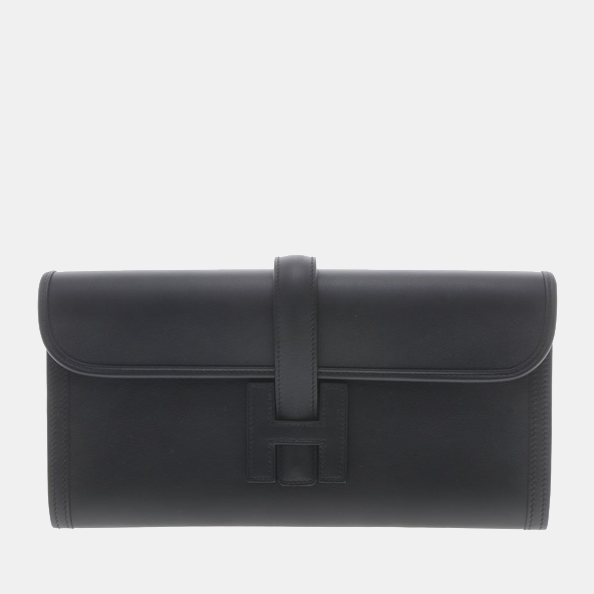 

Hermes Black Leather Jige Elan Clutch